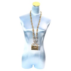 Vintage Carolee Gold Tone Long Purse Necklace Circa 1980