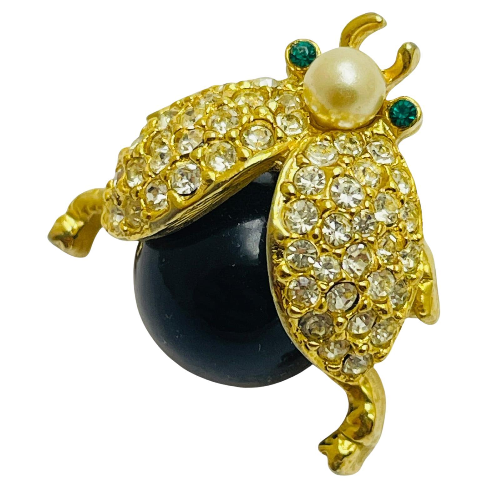 Vintage CAROLEE signierte goldfarbene Designer-Insektenbrosche mit Kunststeinen, Designer-Schmetterling