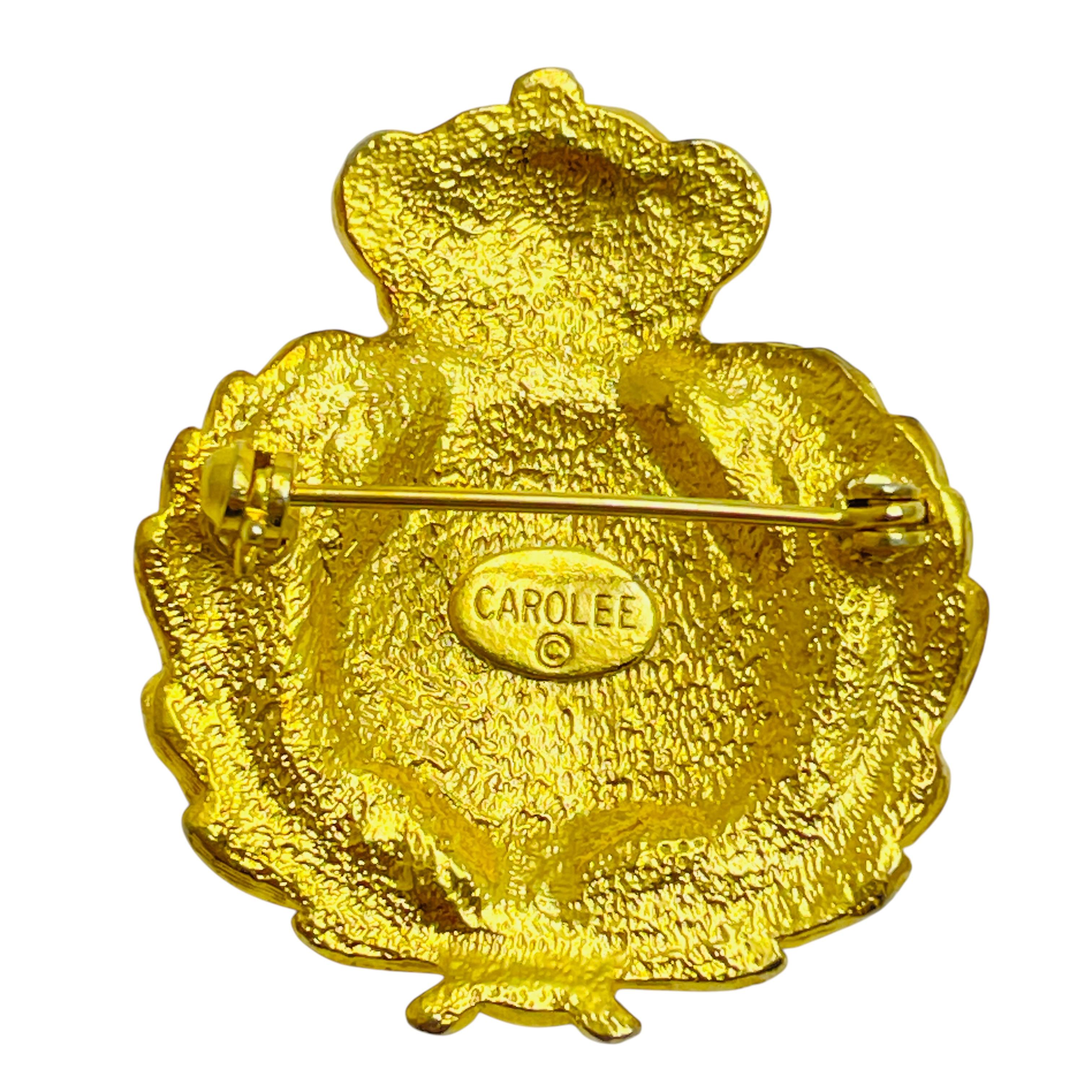 Vintage CAROLEE signed gold tone rhinestone nautical designer brooch In Good Condition For Sale In Palos Hills, IL