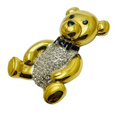 Vintage CAROLEE signed limited edition 1993 teddy bear gold tone designer brooch