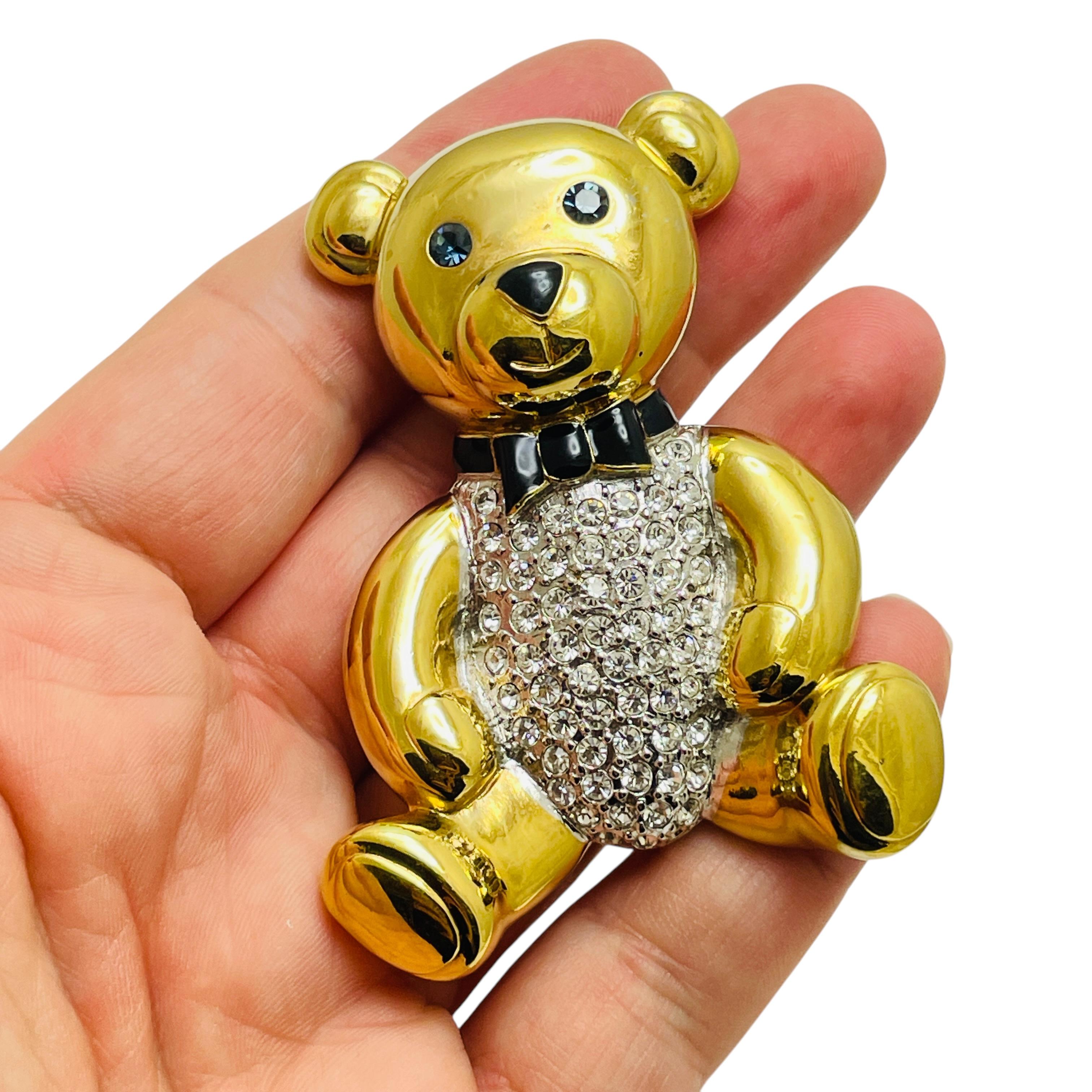 Women's Vintage CAROLEE signed limited edition 1993 teddy bear gold tone designer brooch For Sale
