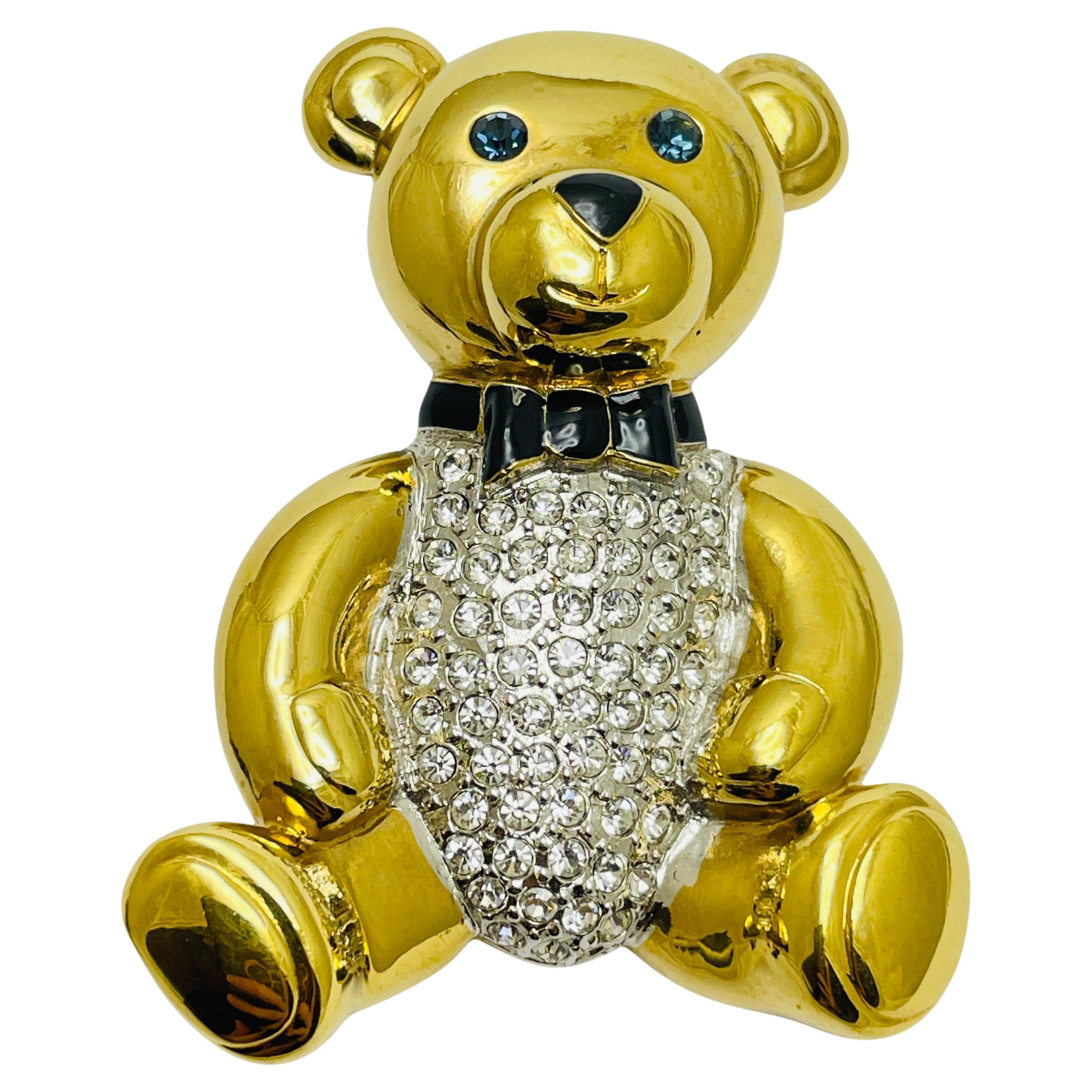 Vintage CAROLEE signed limited edition 1993 teddy bear gold tone designer brooch