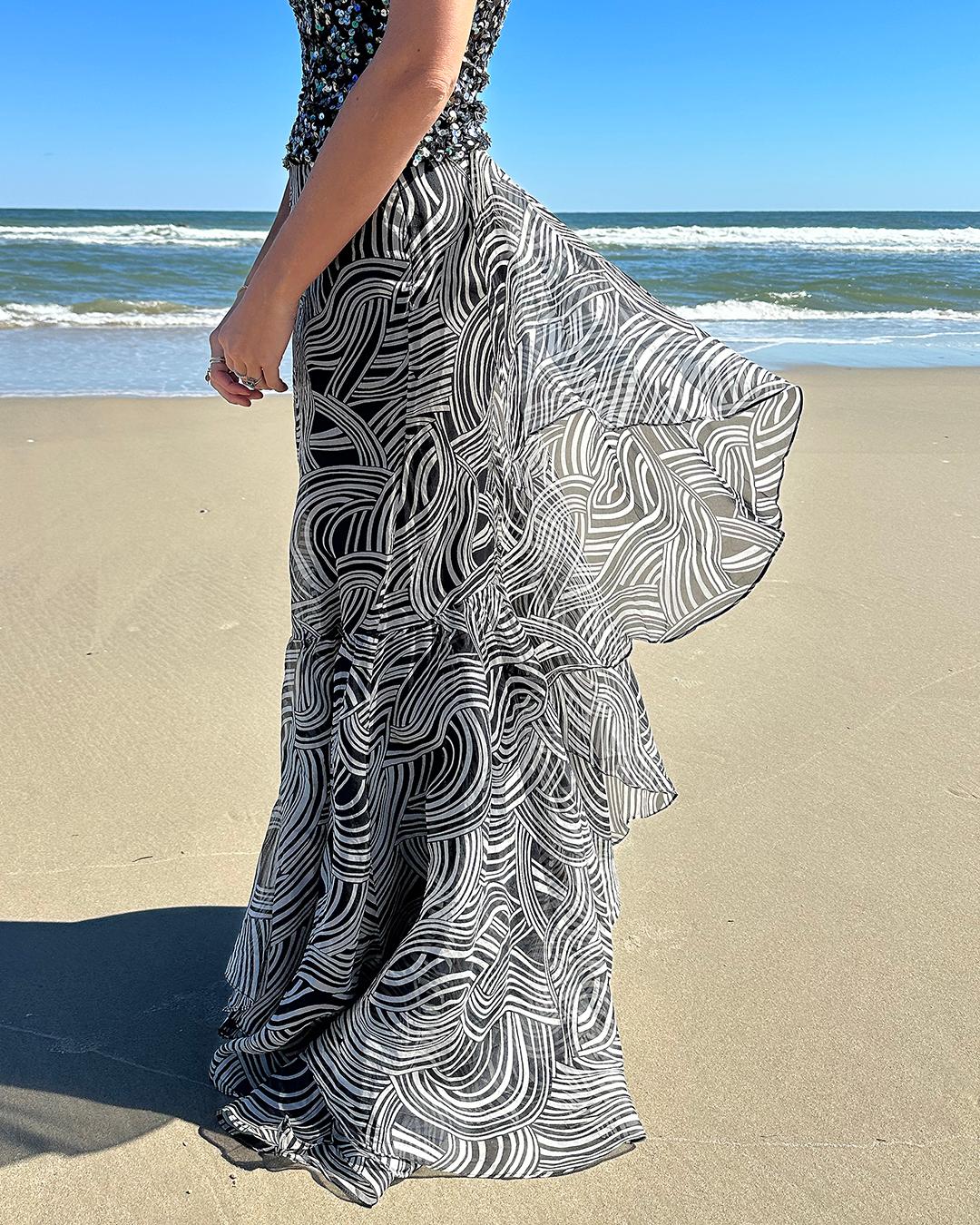 Gray Vintage Carolina Herrera Silk Mermaid Ballskirt 