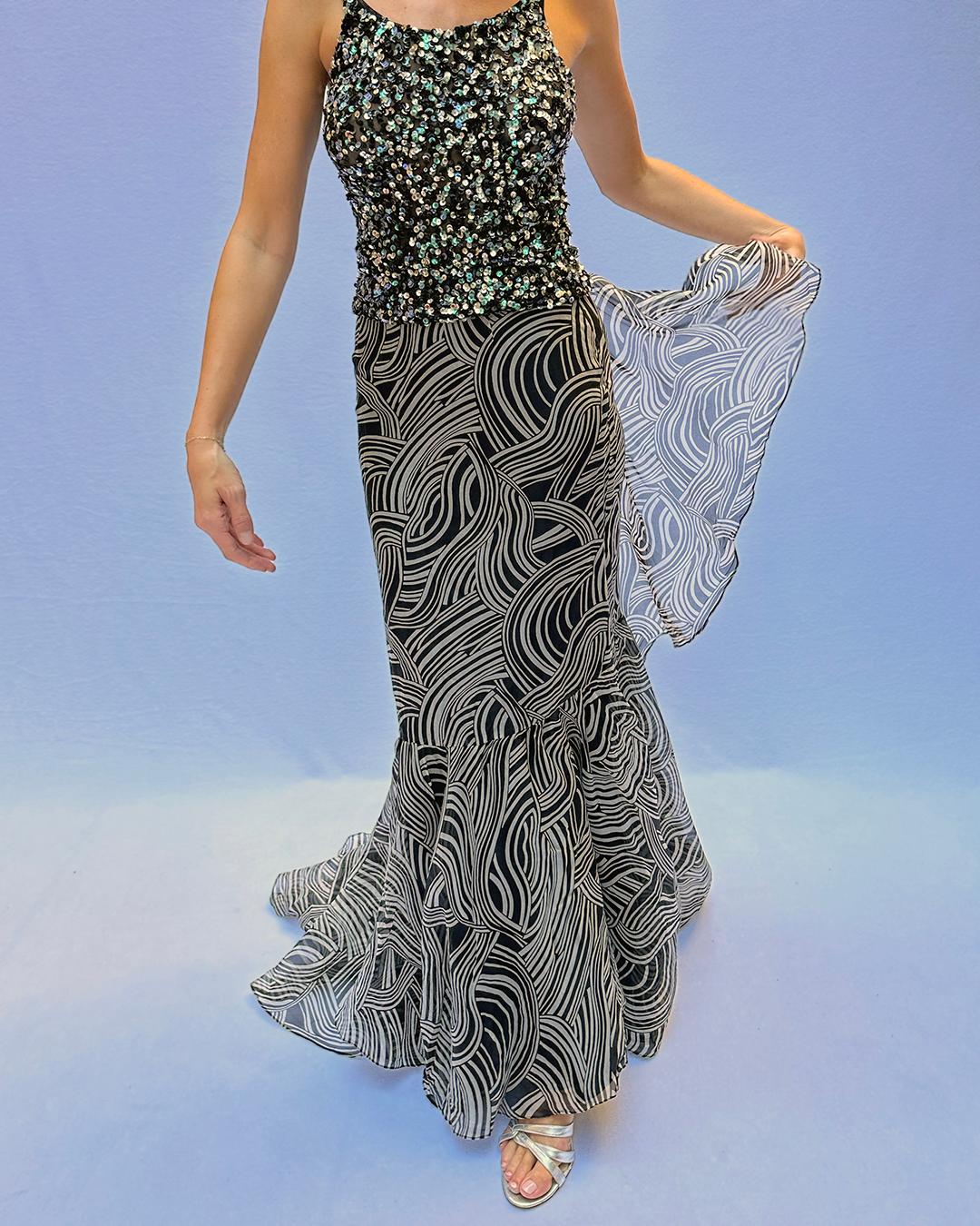 Women's or Men's Vintage Carolina Herrera Silk Mermaid Ballskirt 