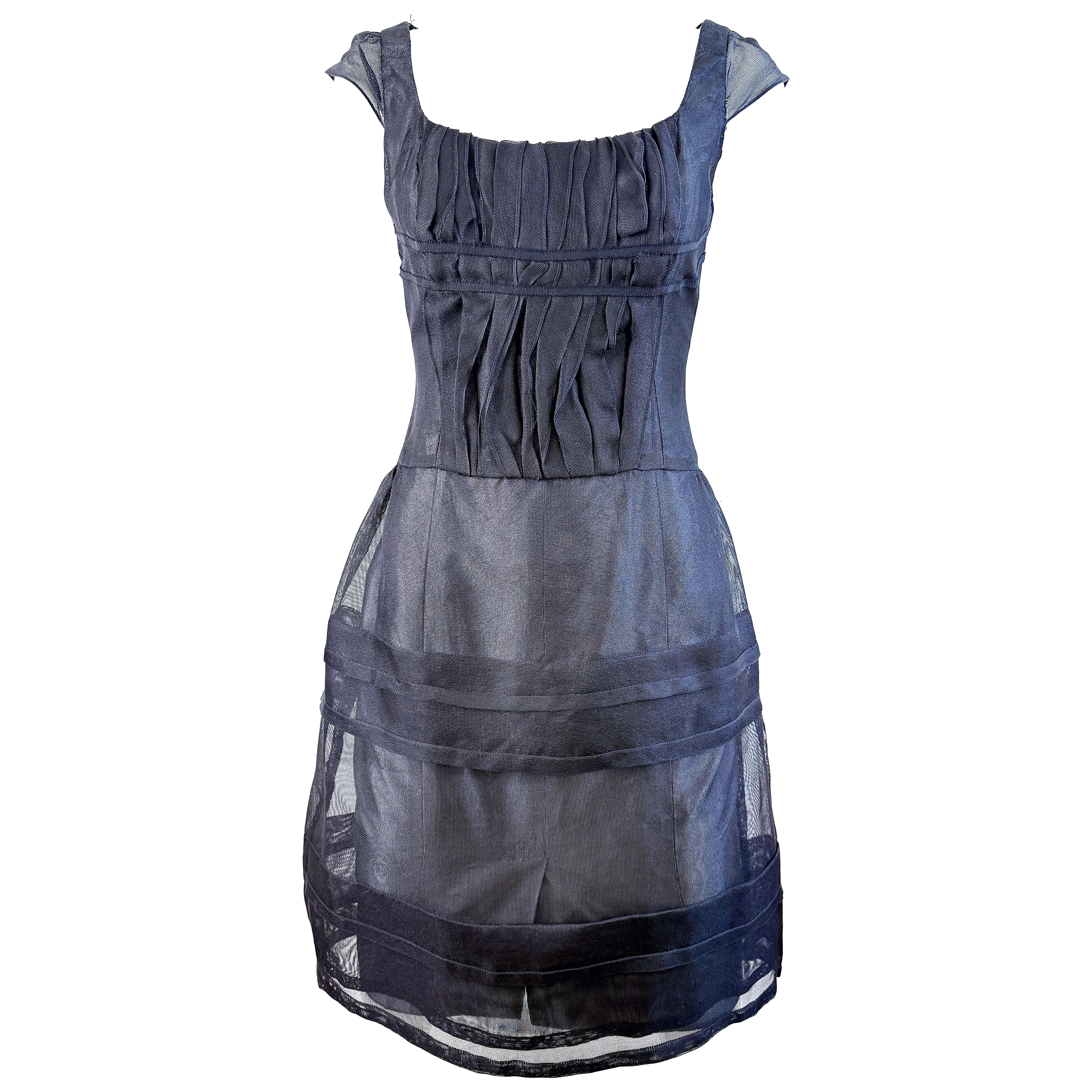 Vintage Carolina Herrera Größe 4 1990er Jahre Schwarz Transparentes Overlay Cocktail Party Kleid im Angebot
