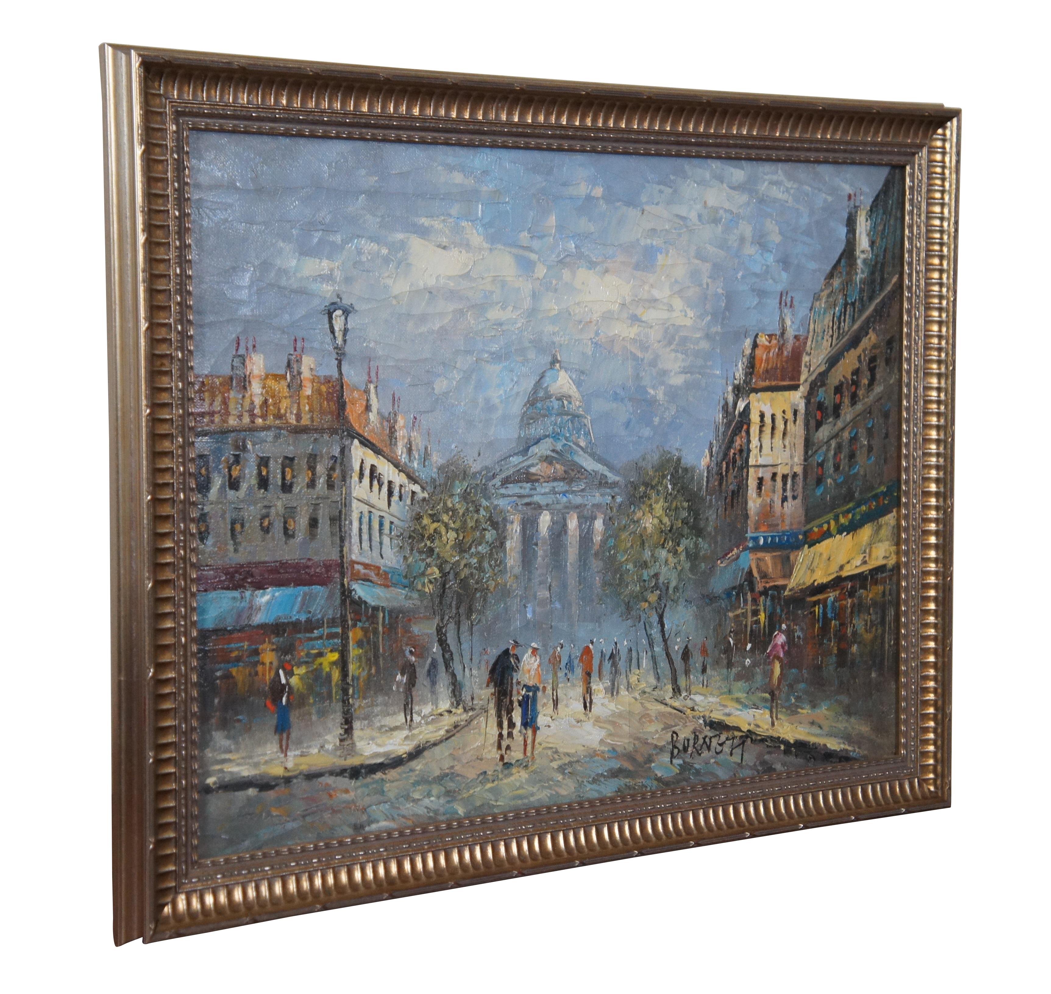 Expressionniste Vintage Caroline Burnett, peinture impressionniste française de paysage urbain encadrée en vente