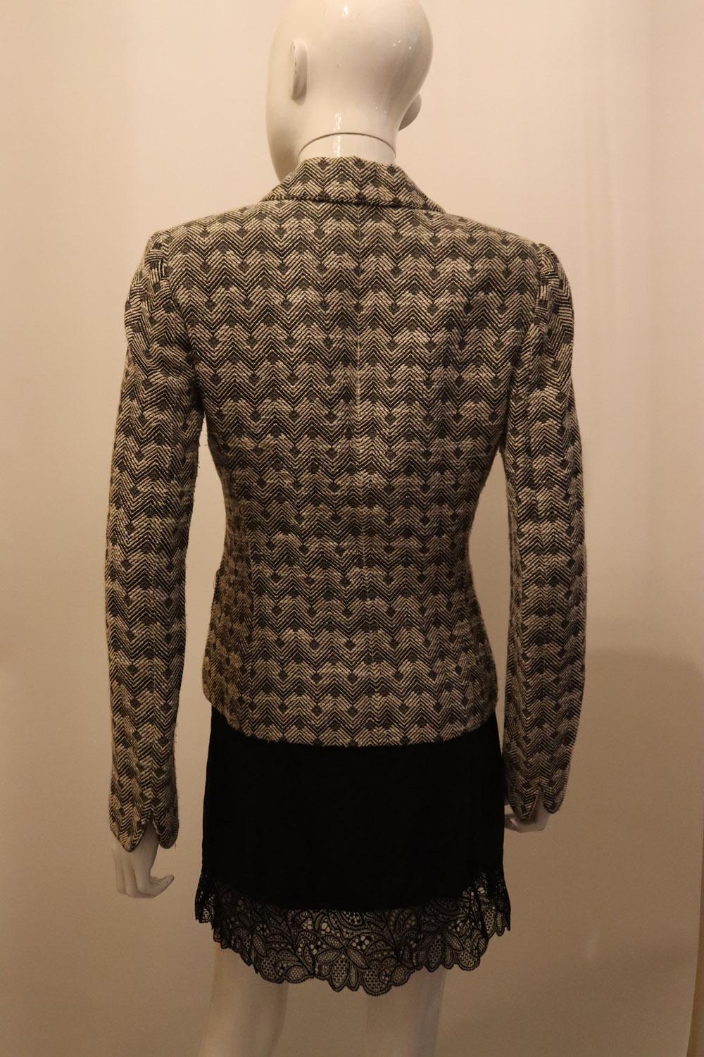 Chaqueta vintage Caroline Charles en blanco y negro en venta 1