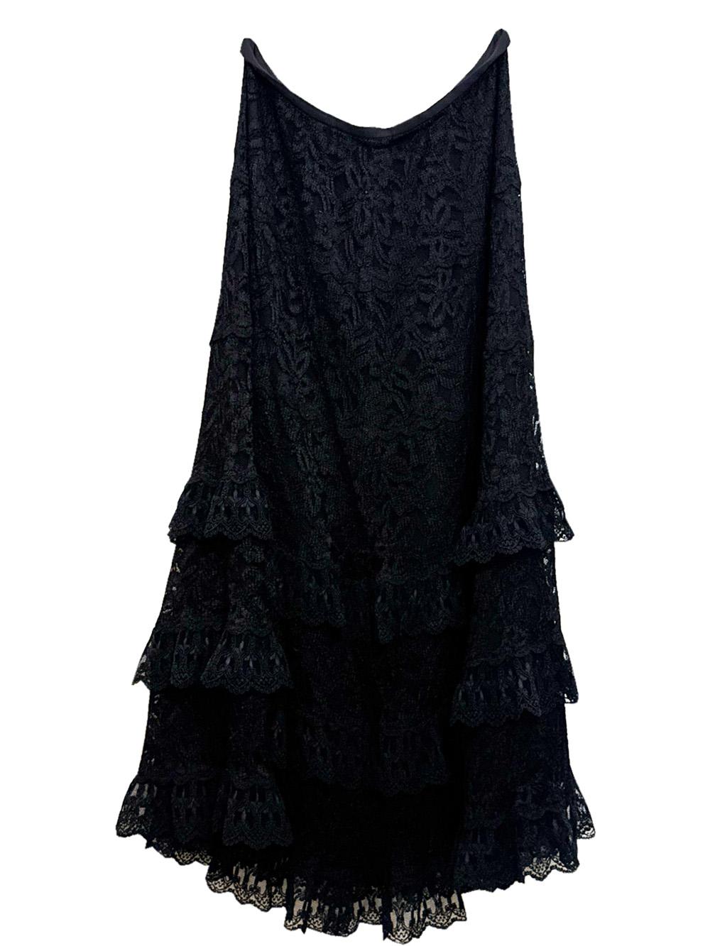 Nero Gonna vintage in pizzo nero di Caroline Charles in vendita