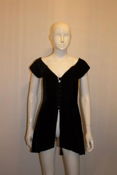 Vintage Caroline Charles Top / minivestido de terciopelo negro