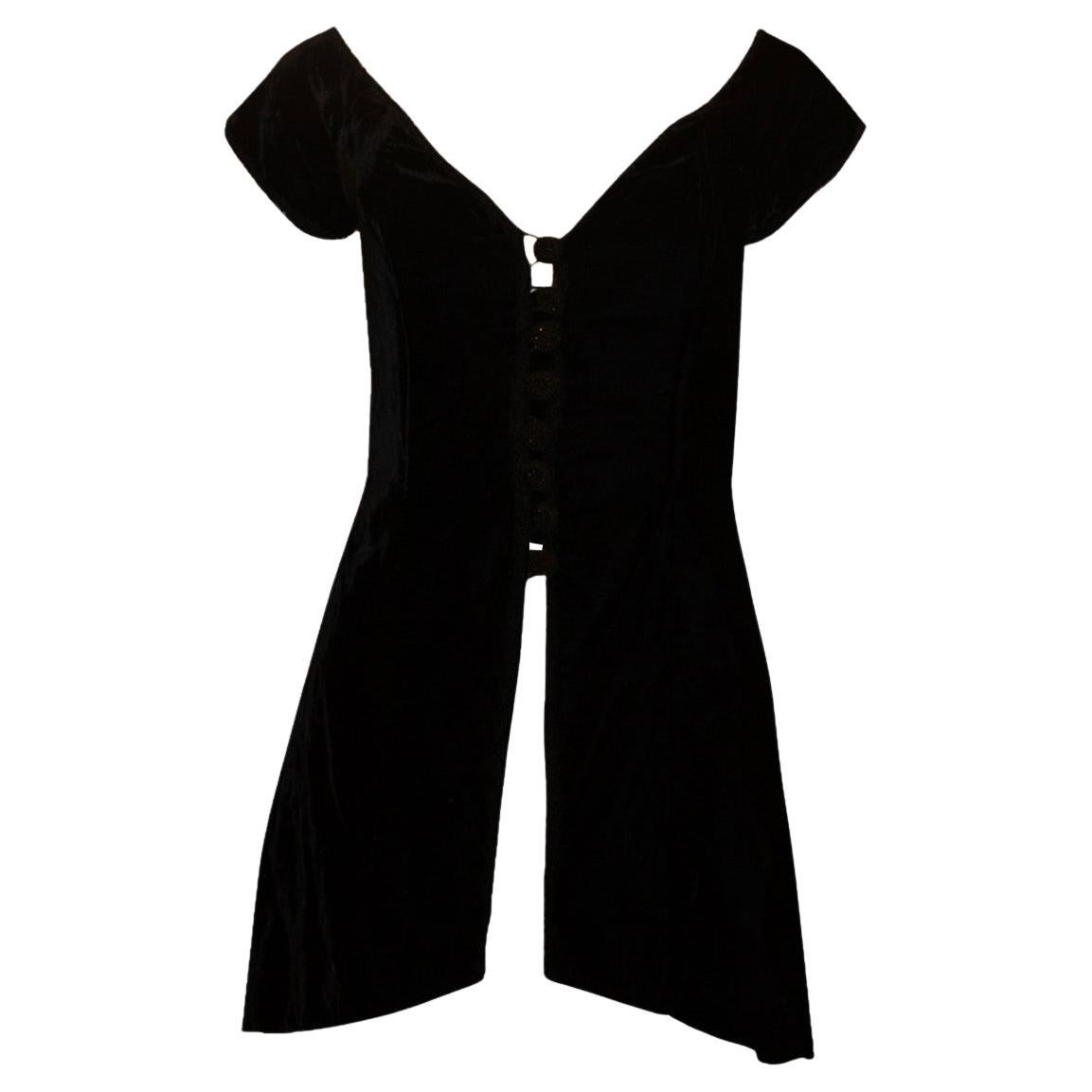 Vintage Caroline Charles Black Velvet Top / Mini Dress