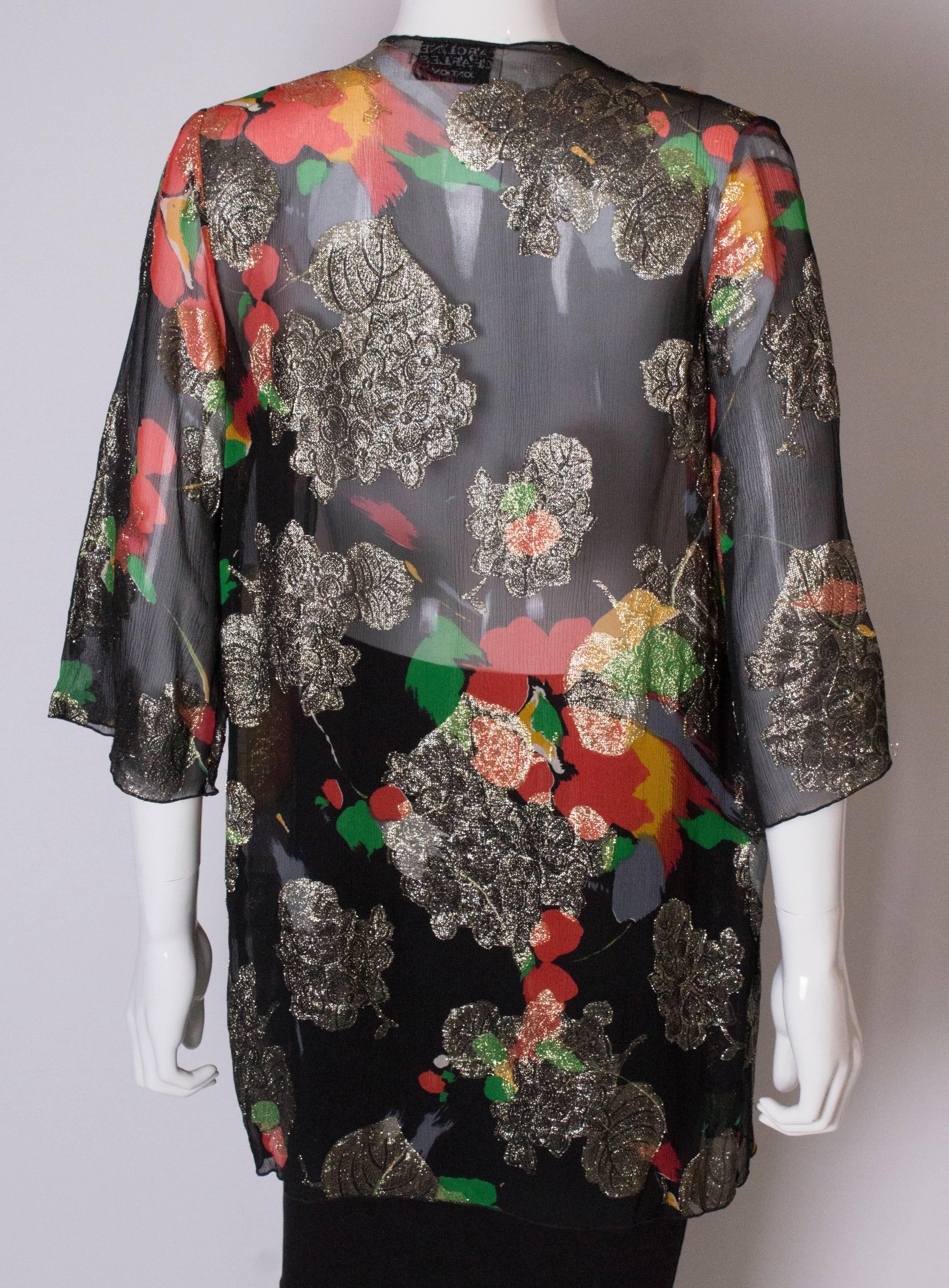 A Vintage 1980s lurex floral evening jacket by Caroline Charles  3