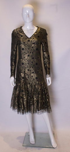 Vintage Caroline Charles Gold Lace Dress