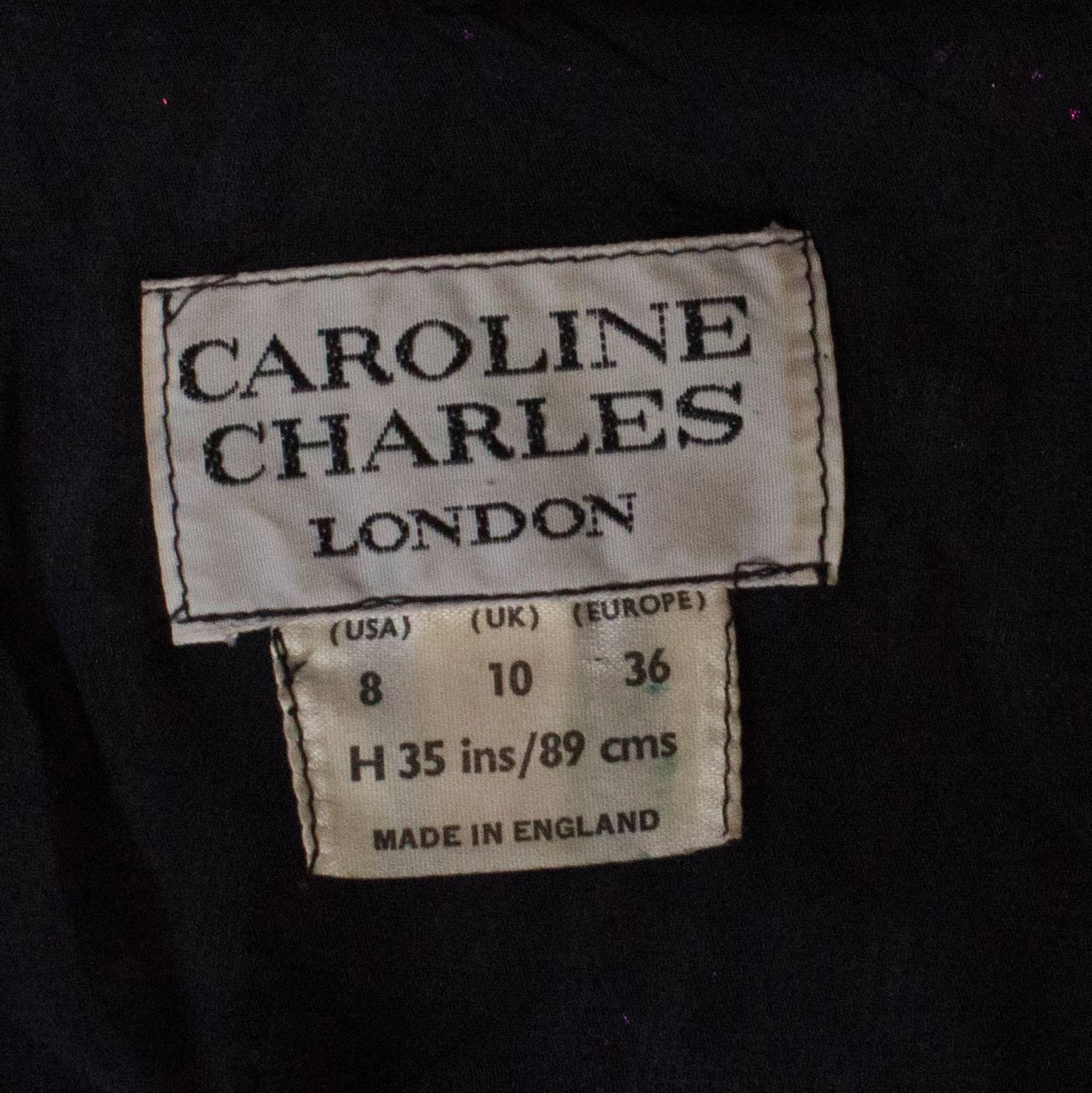 Vintage Caroline Charles Pink and Black Dress and Jacket For Sale 3