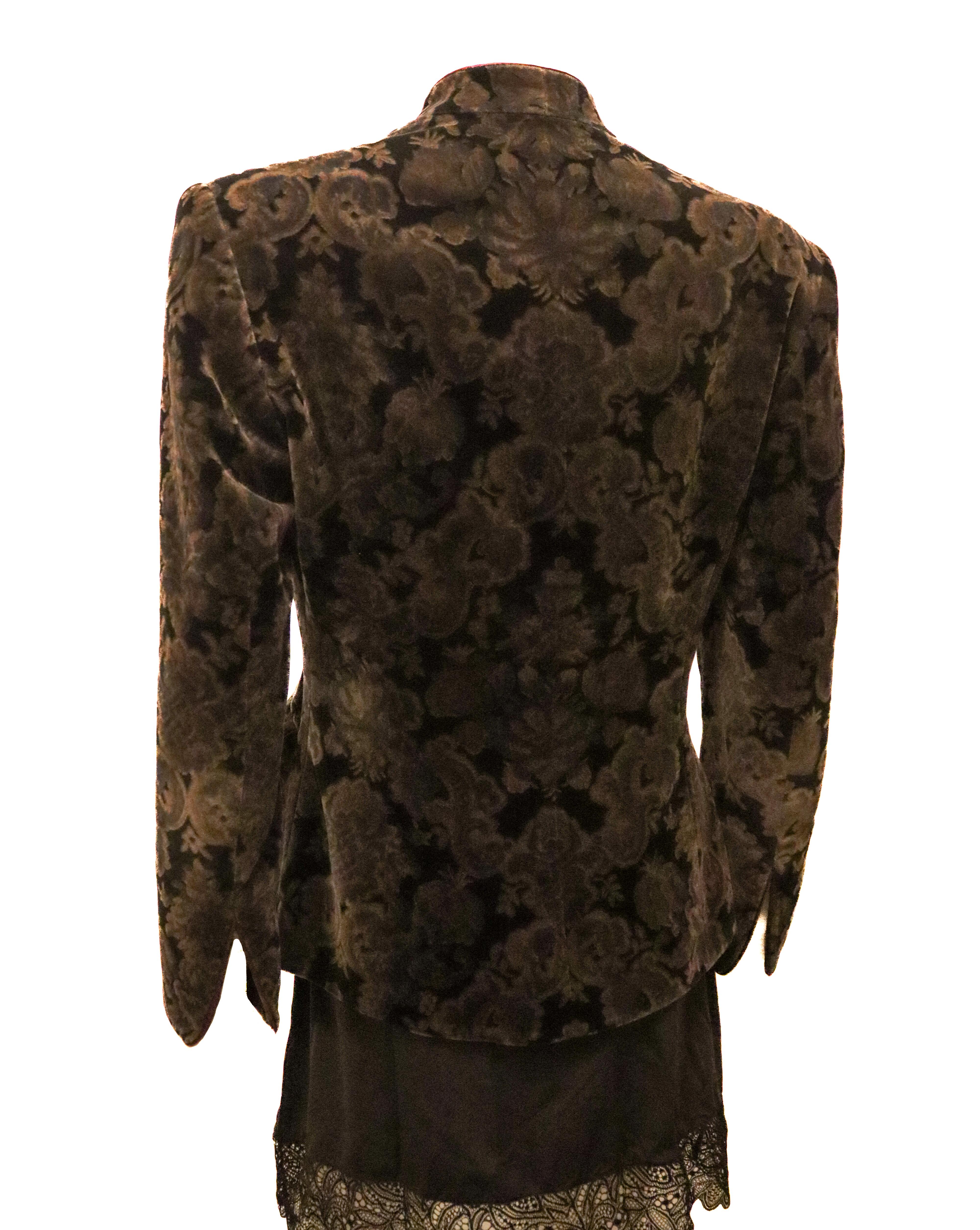 Women's Vintage Caroline Charles Printed Velvet Jacket For Sale