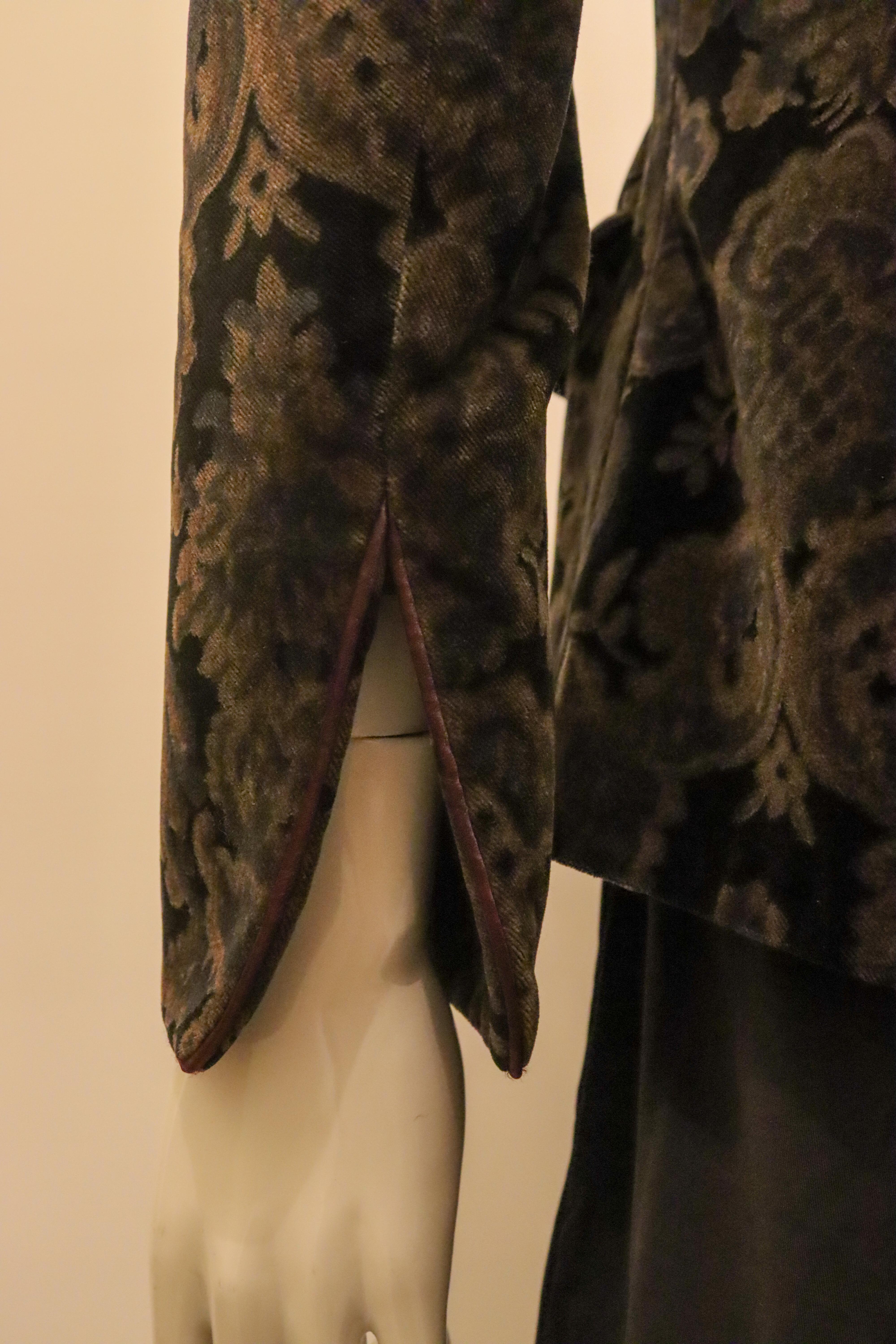 Vintage Caroline Charles Printed Velvet Jacket For Sale 1