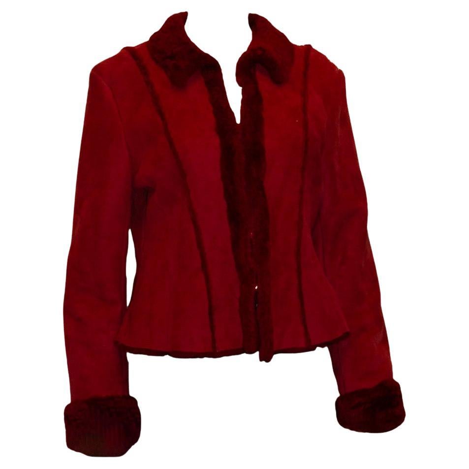 Vintage Caroline Charles Red Sheepskin Jacket
