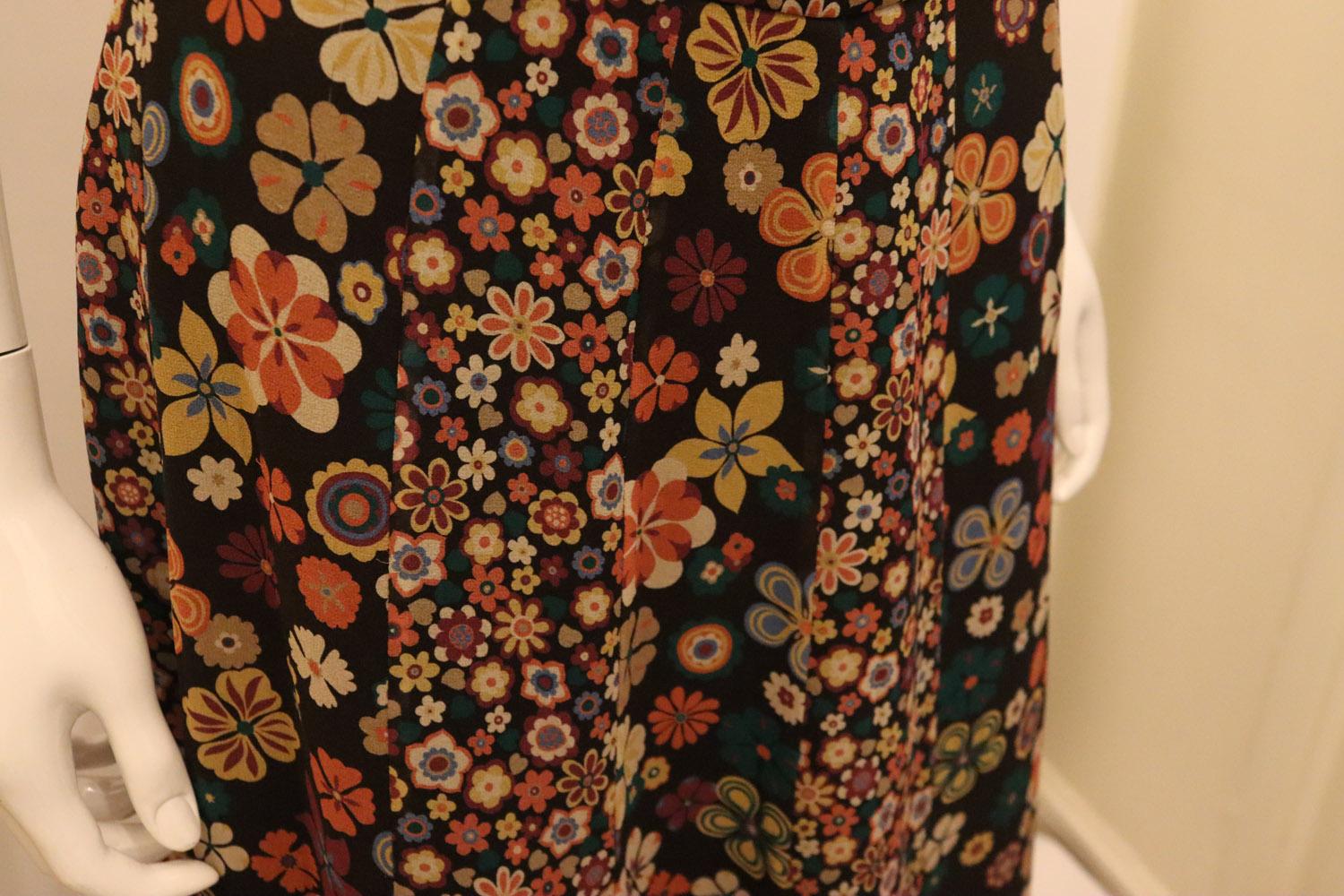 Vintage Caroline Charles Silk Floral Skirt For Sale 1