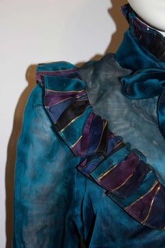 Vintage Caroline Charles Silk Ruffle Blouse
