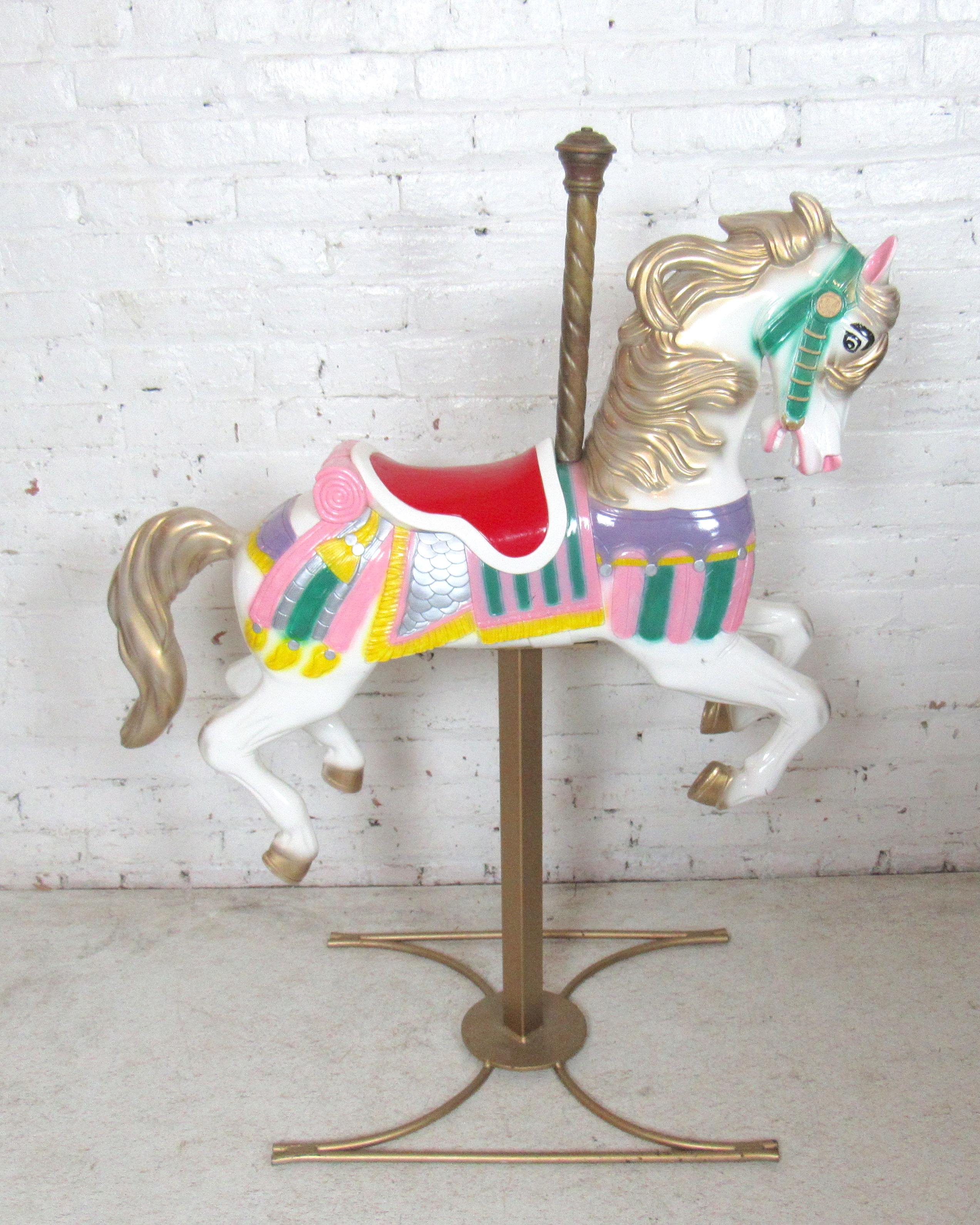 Standing carousel horse with vibrant colors. 
(Please confirm item location - NY or NJ - with dealer).
 