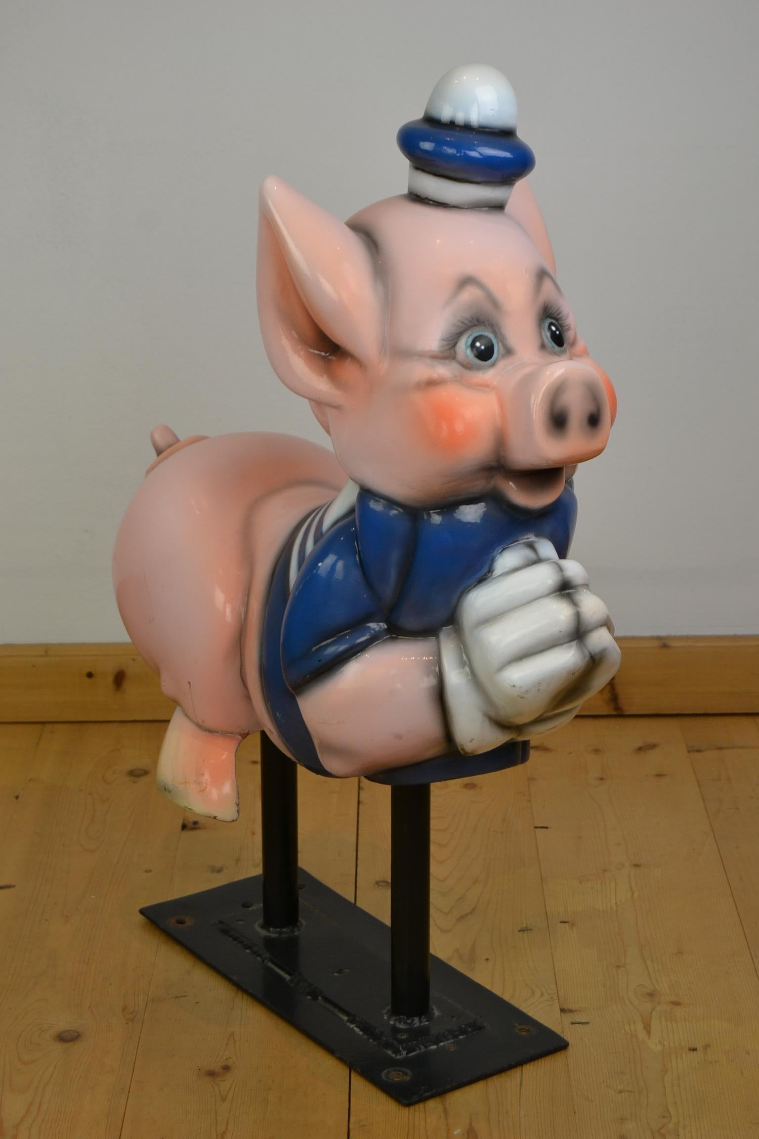 Iron Vintage Carousel Ride Pig, Little Pig, Porky Pig, 1960s