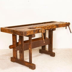 Vintage Carpenters Workbench Rustic Work Table