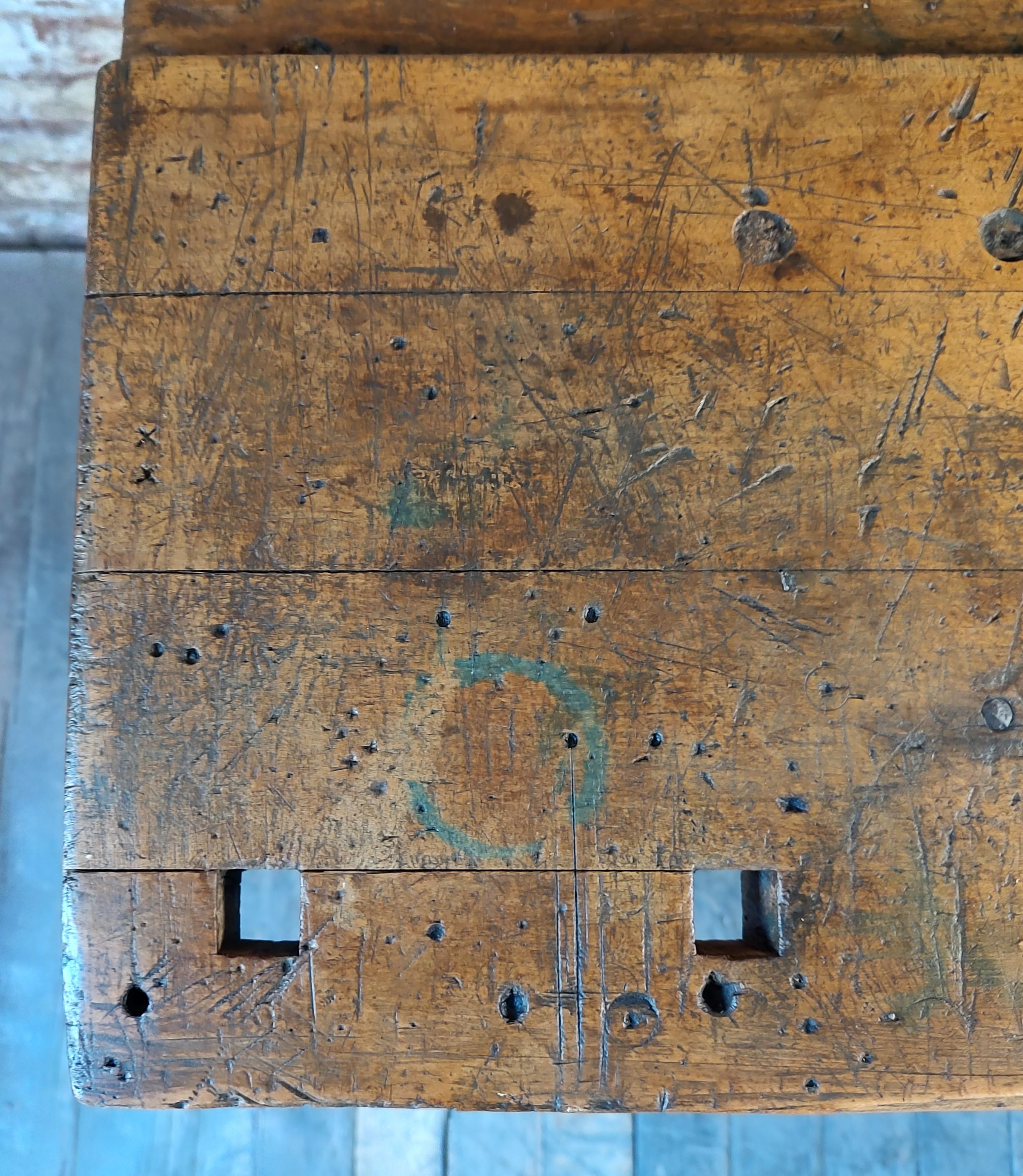 Vintage Carpenter's Workbench / Table with Vise For Sale 7