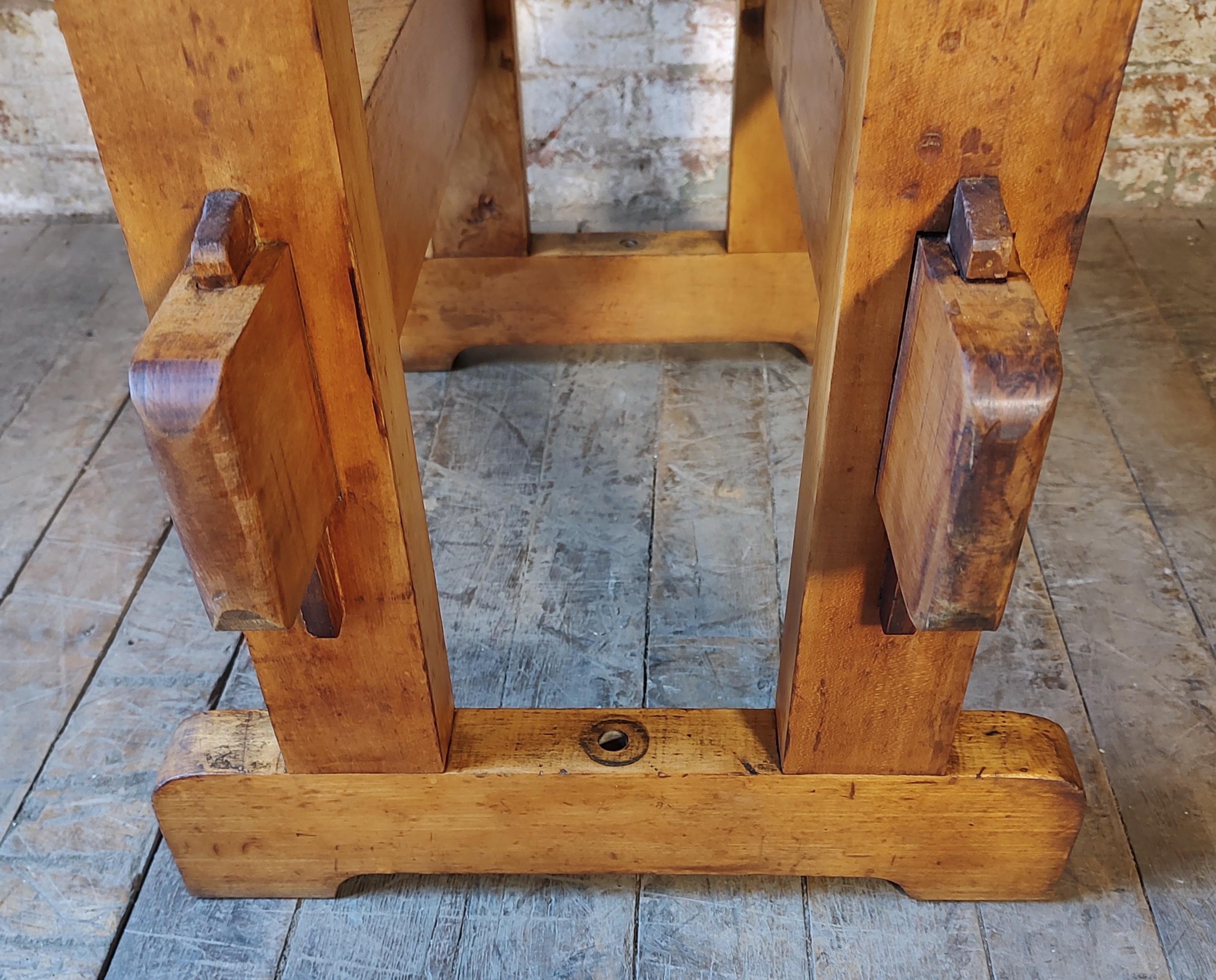 Vintage Carpenter's Workbench / Table with Vise For Sale 8