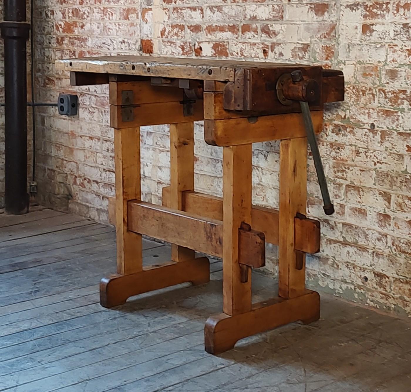 Smaller Vintage Cabinet Maker's Workbench / Worktable

Overall Dimensions: 18 1/4