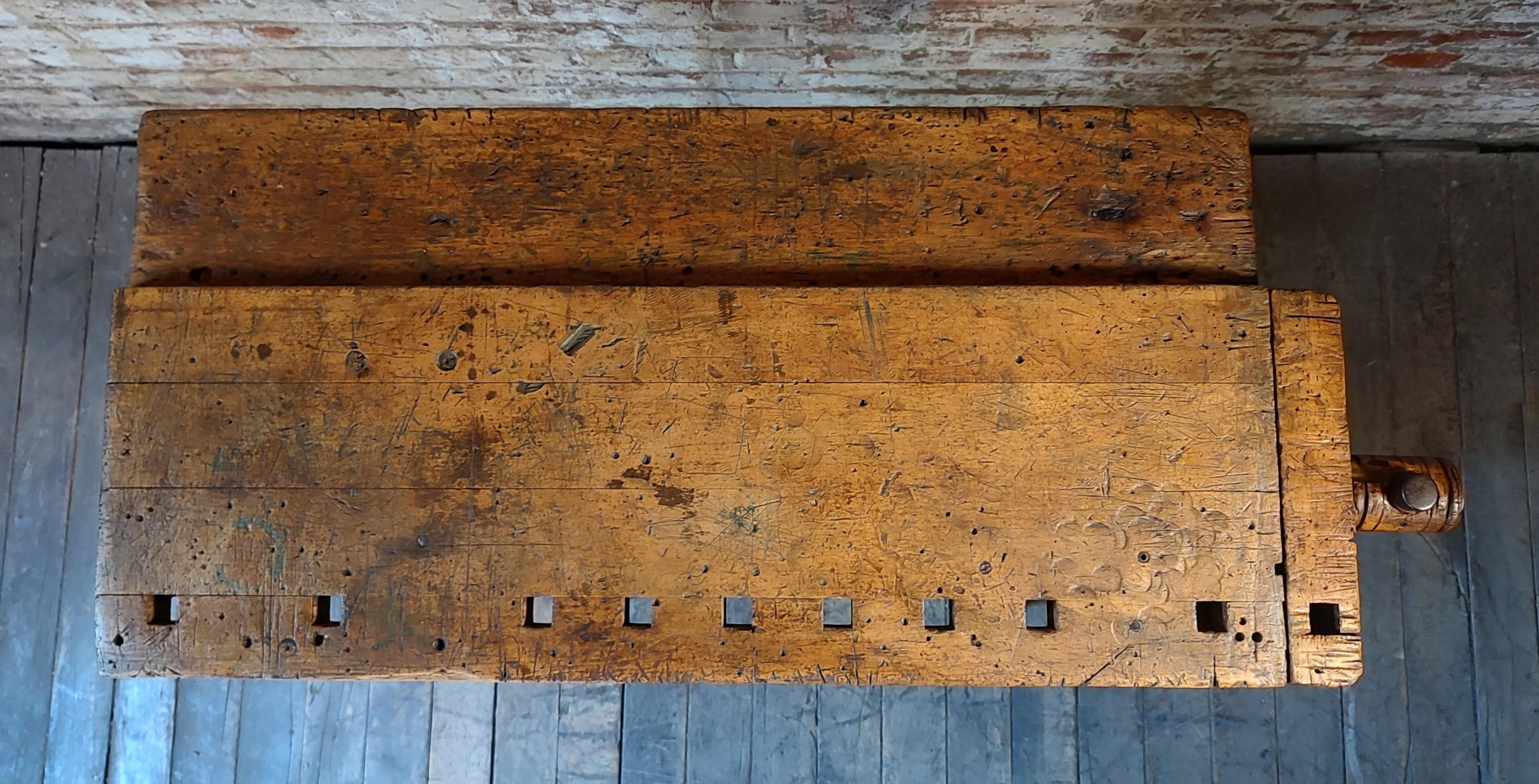Vintage Carpenter's Workbench / Table with Vise For Sale 2