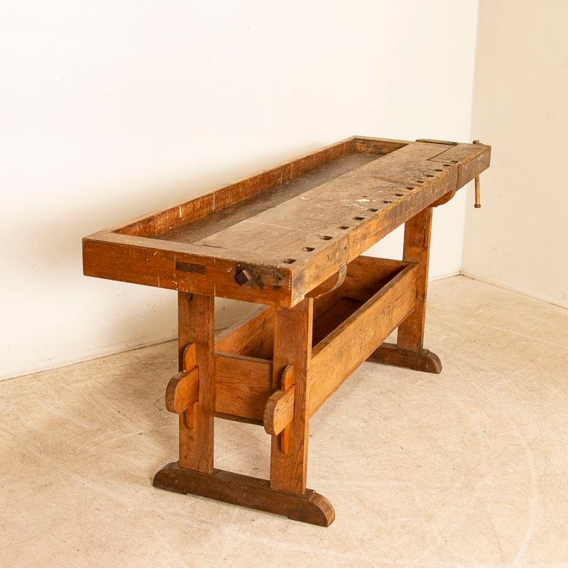 20th Century Vintage Carpenter's Workbench with Lower Shelf from Denmark