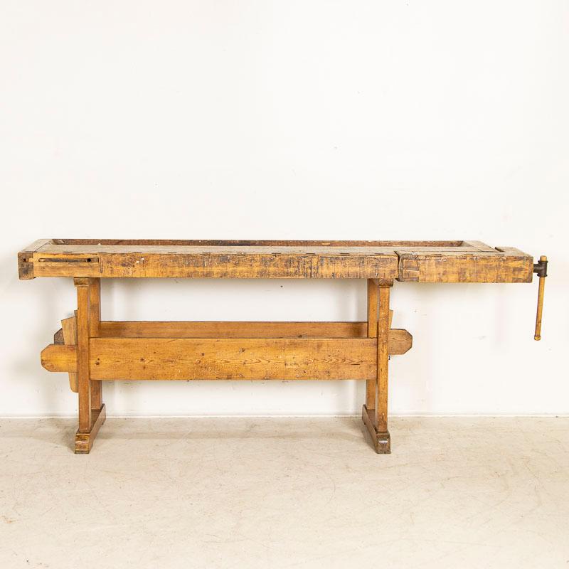 Danish Vintage Carpenters Workbench Work Table Rustic Console Table