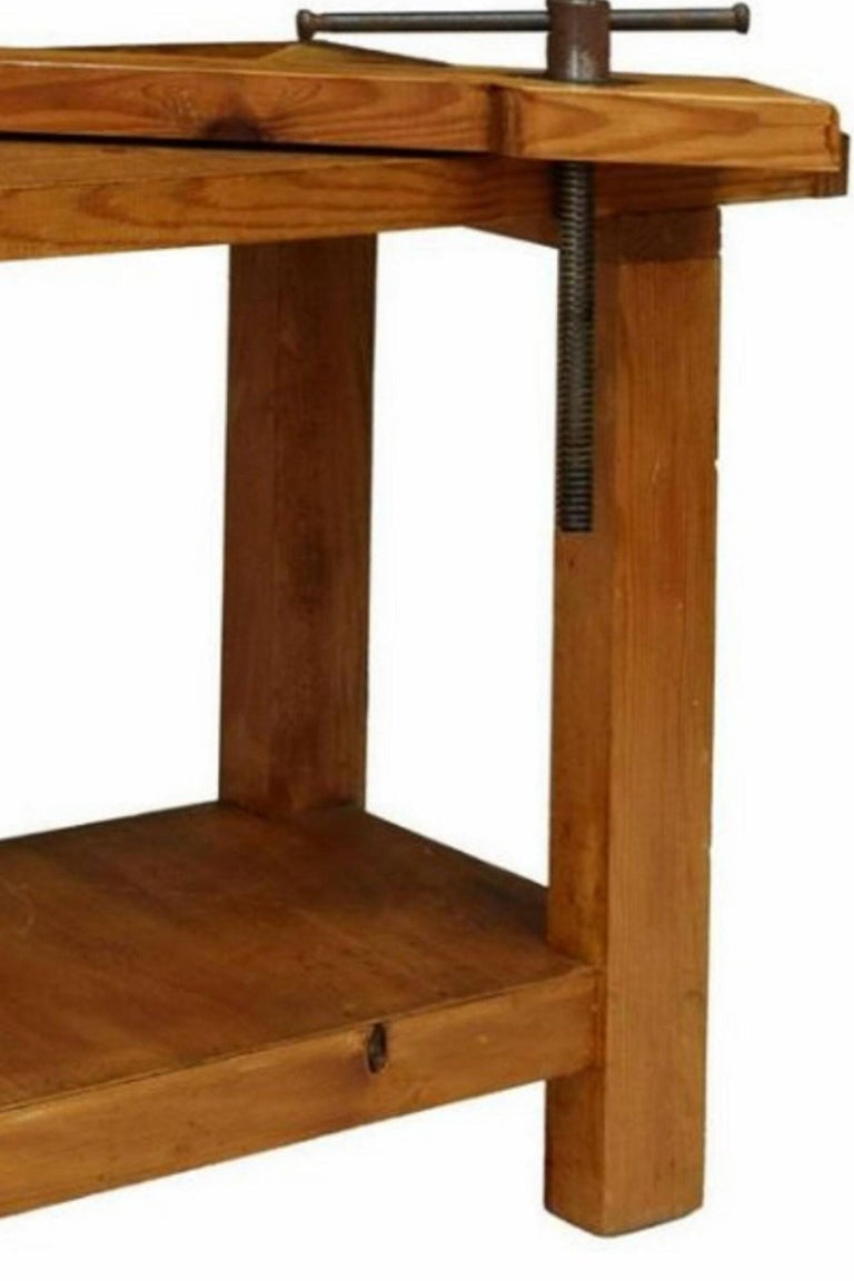 Vintage Carpentry Woodworking Pine Workbench Table For Sale at 1stDibs