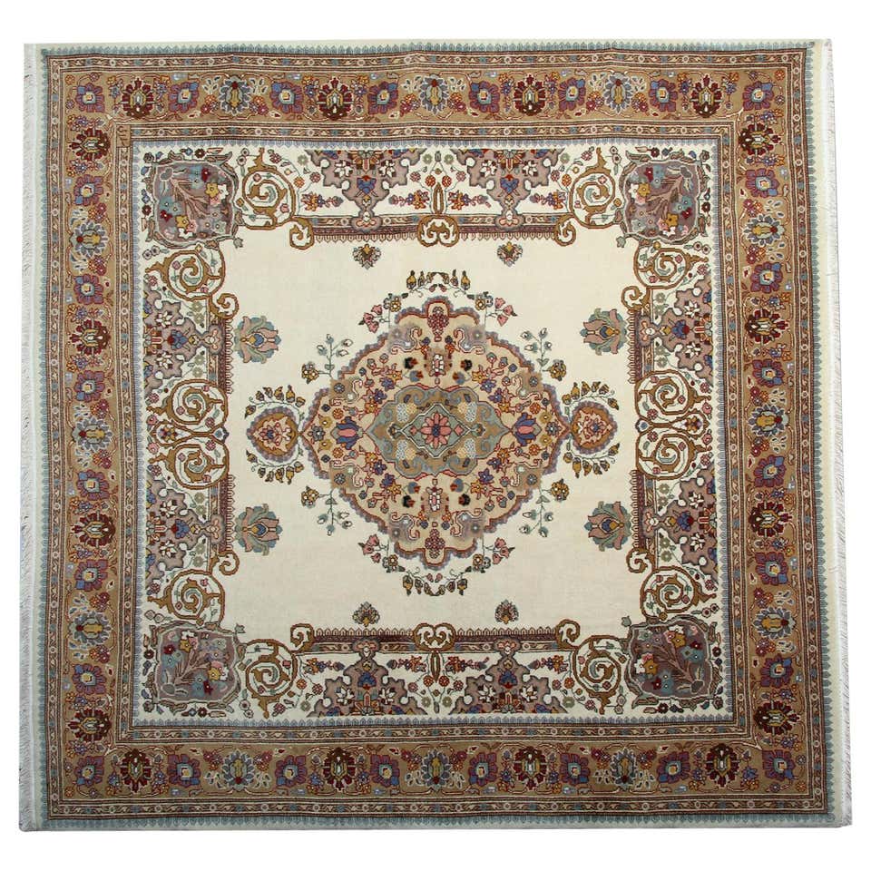 Traditional Pakistani Brown Square Rug For Sale at 1stDibs