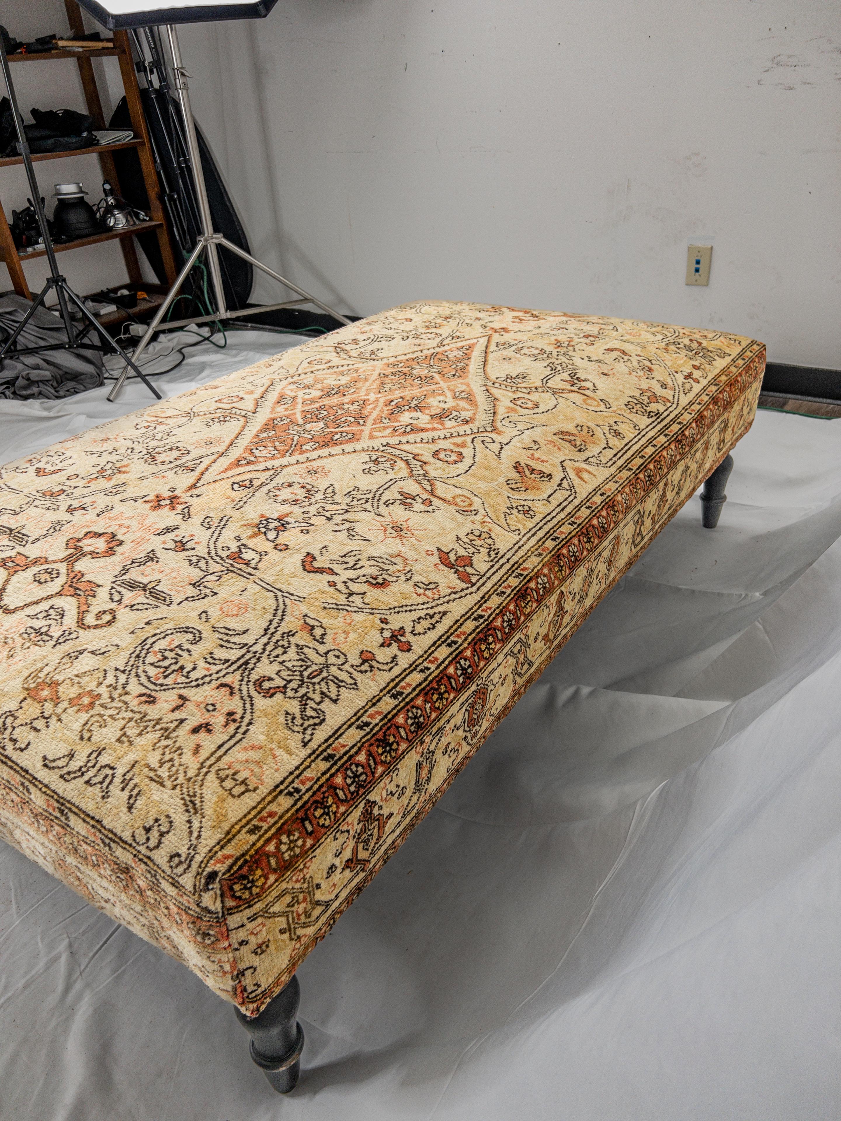 Vintage Carpet Ottoman For Sale 1