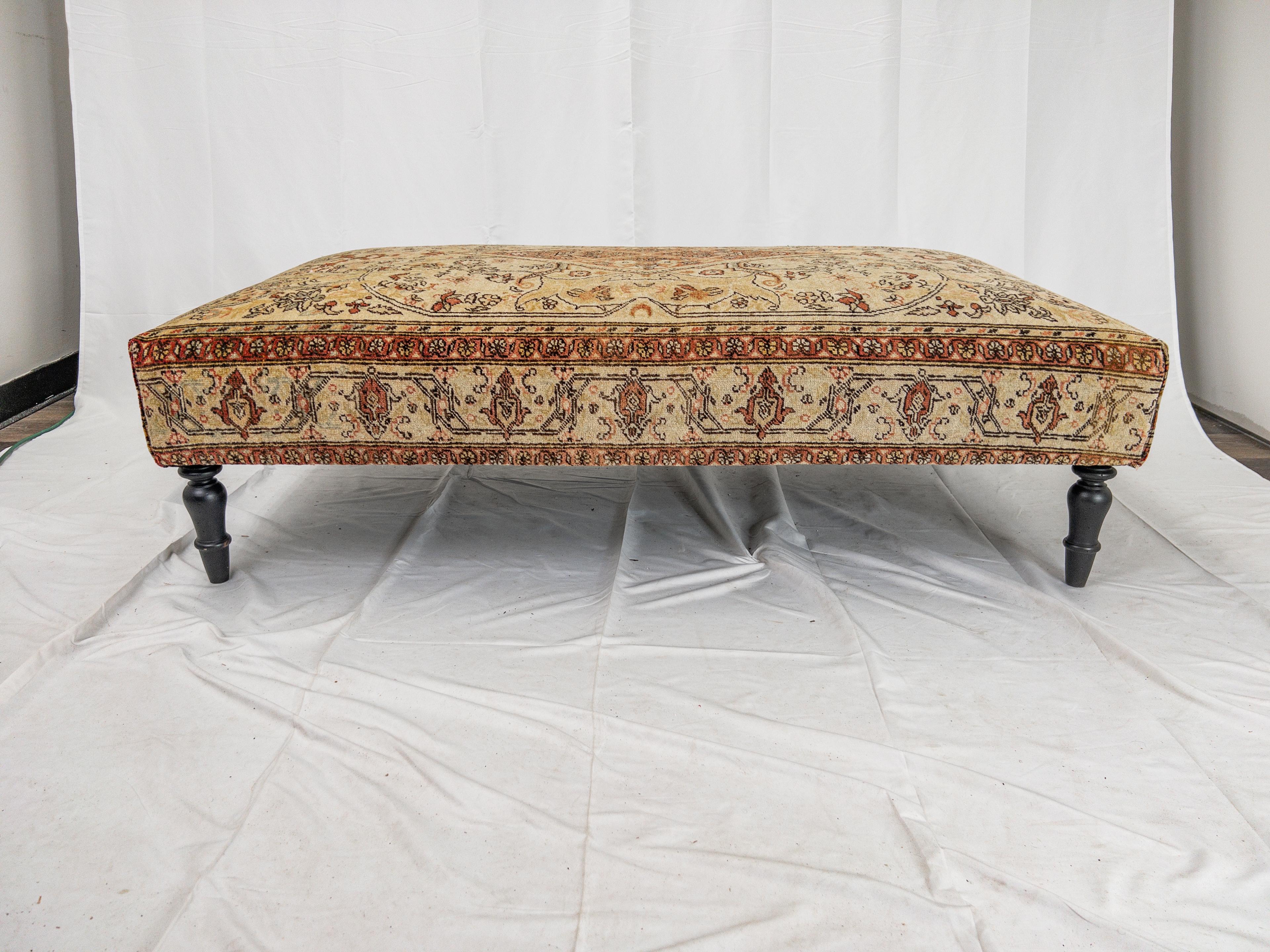 Vintage Carpet Ottoman For Sale 3