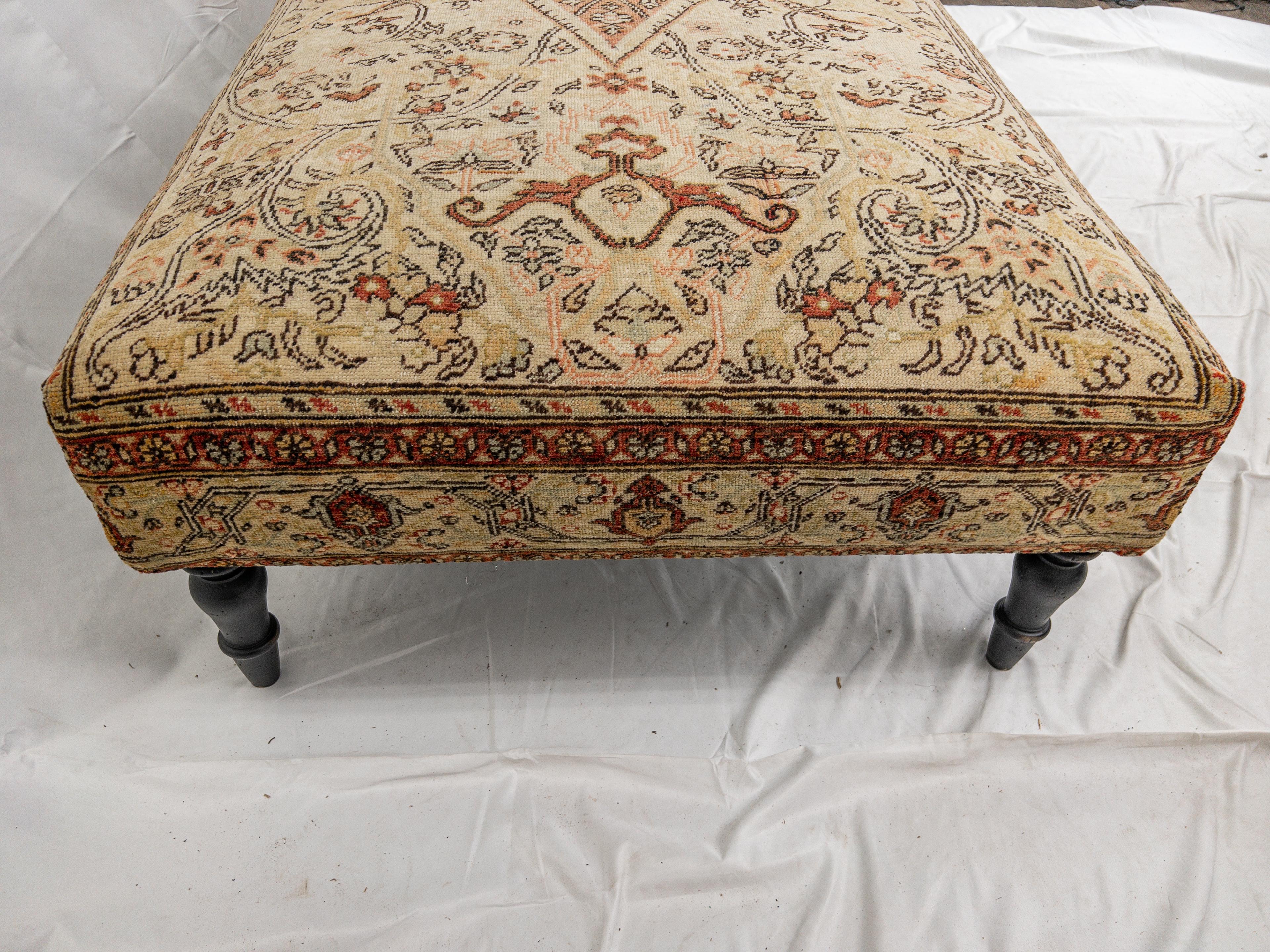 Vintage Carpet Ottoman For Sale 8