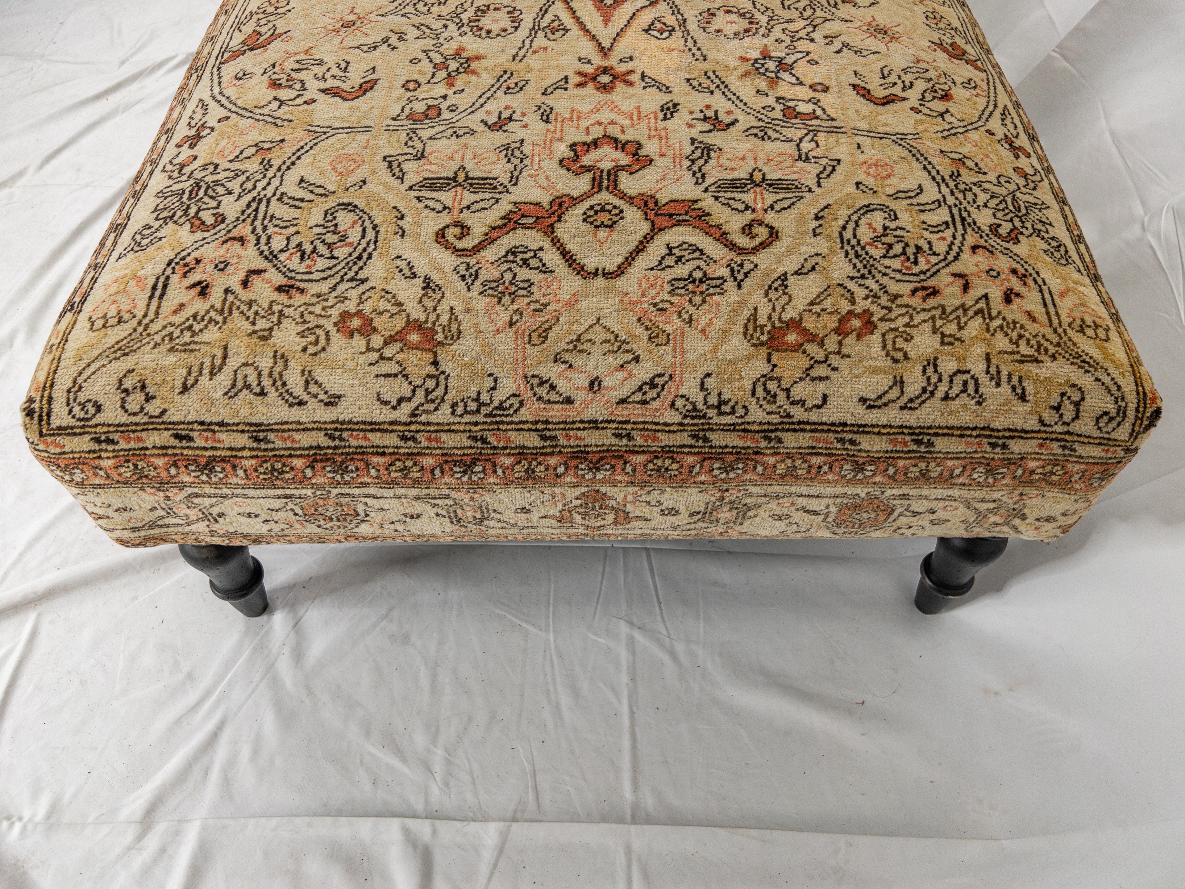 Vintage Carpet Ottoman For Sale 9