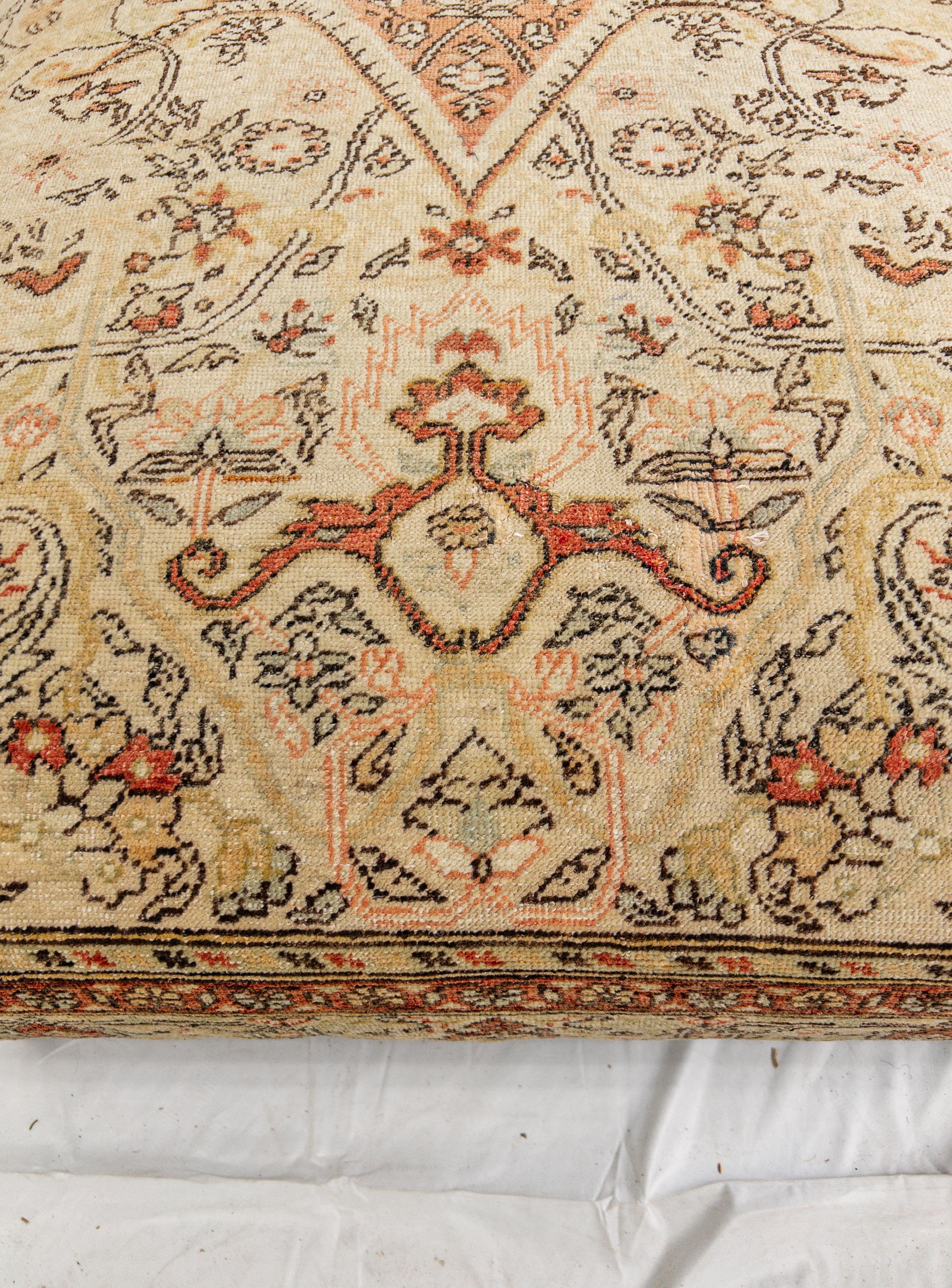 European Vintage Carpet Ottoman For Sale
