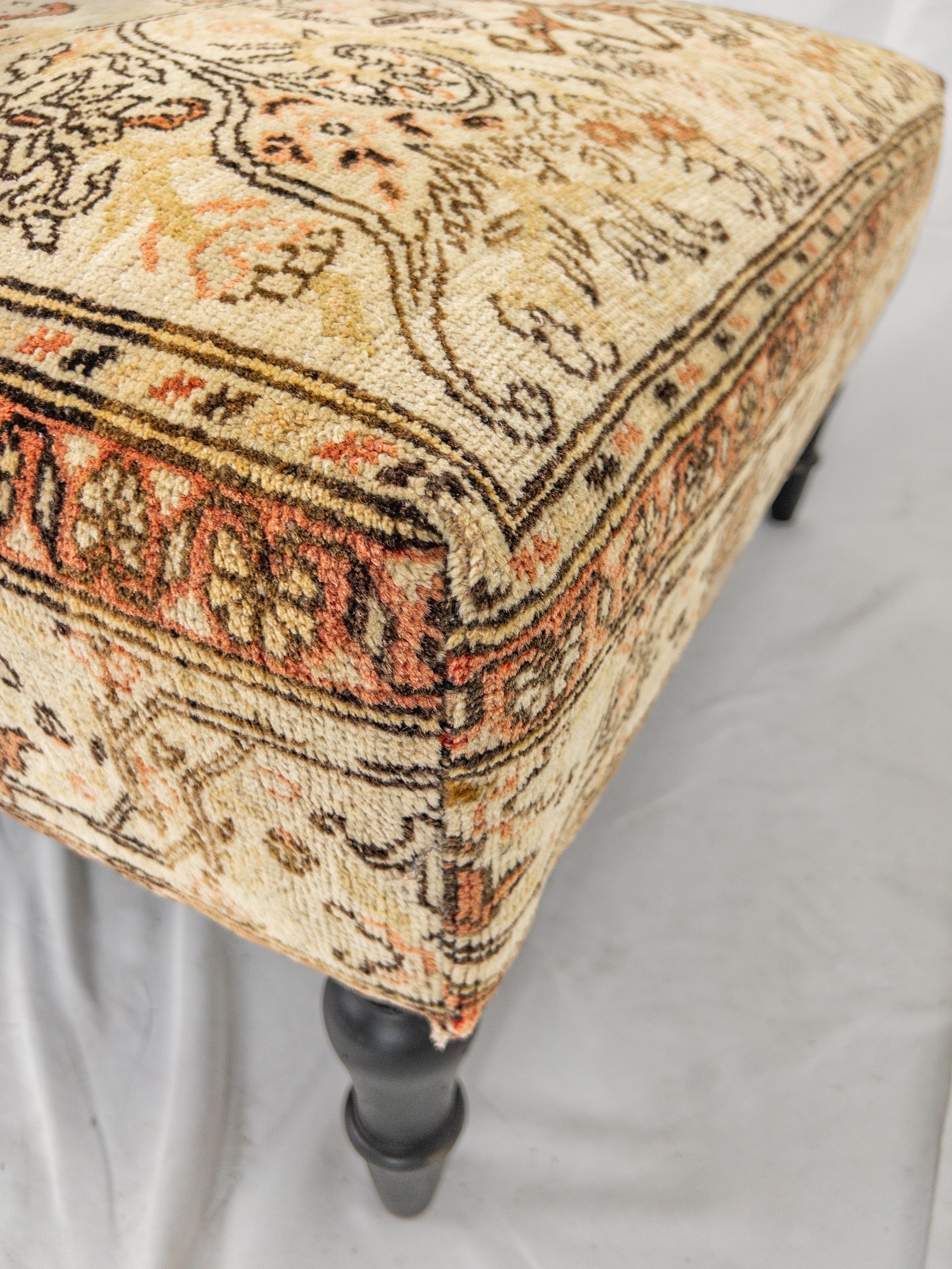 Fabric Vintage Carpet Ottoman For Sale