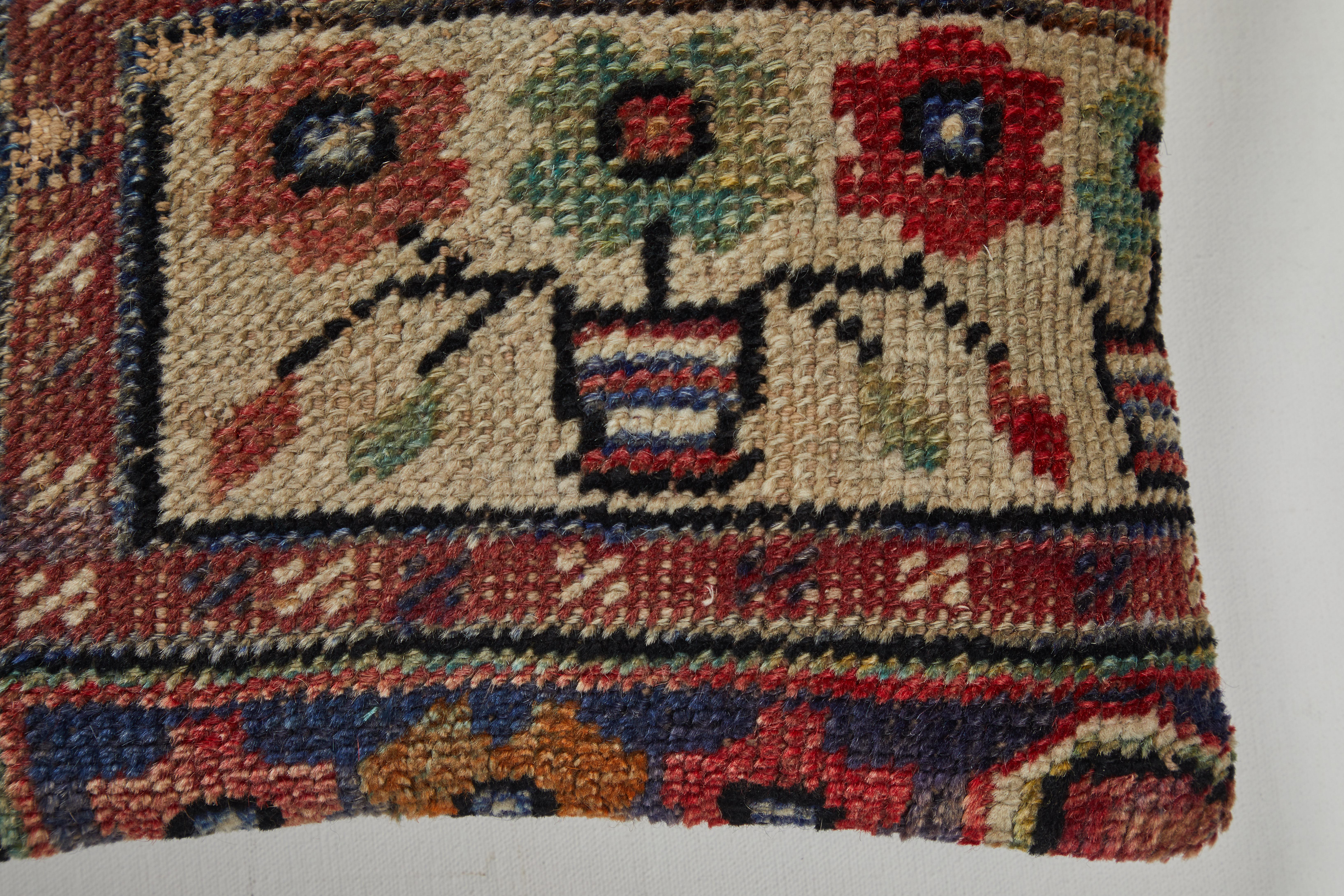 Afghan Vintage Carpet Pillow For Sale