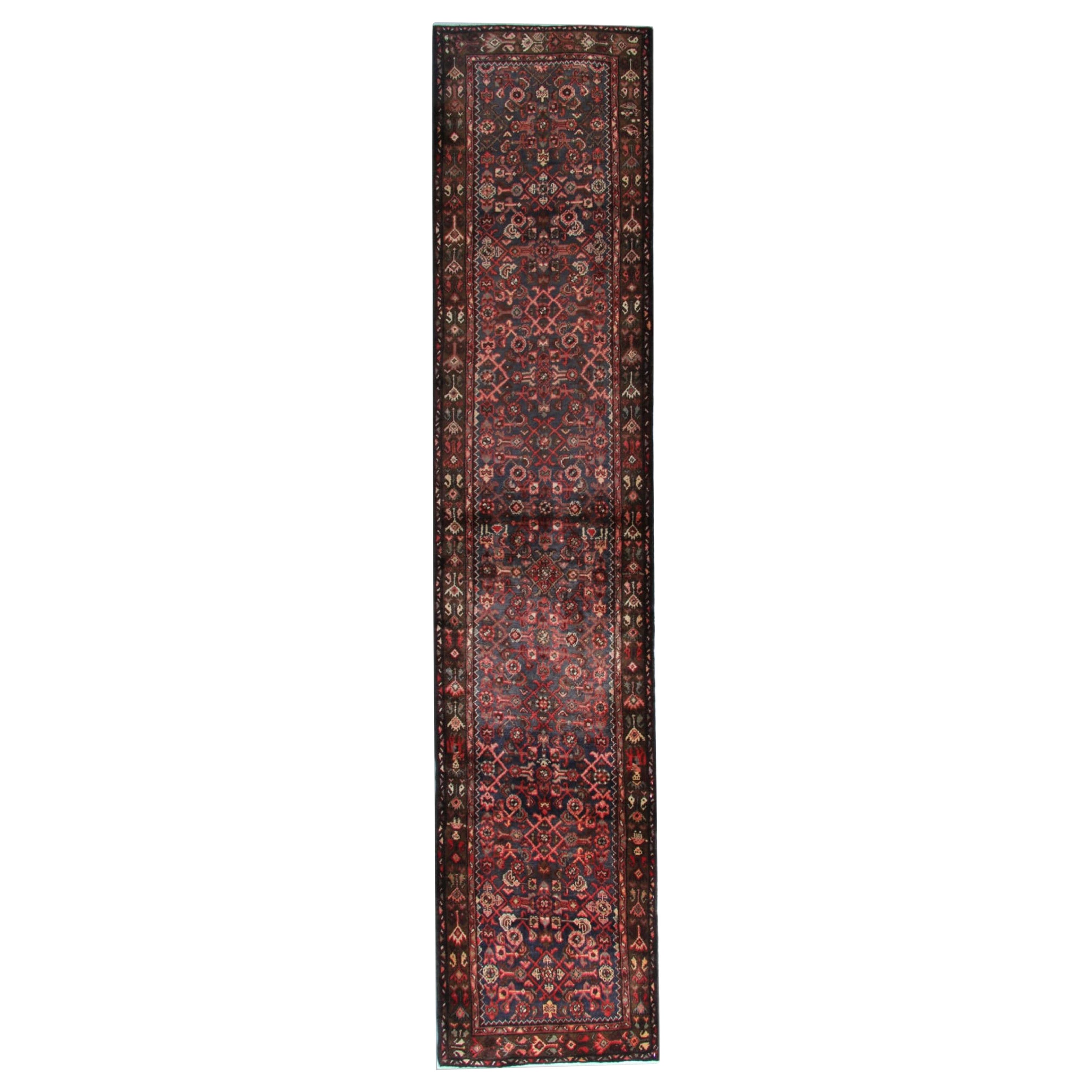 Blauer geometrischer traditioneller Vintage-Teppich-Läufer, blau