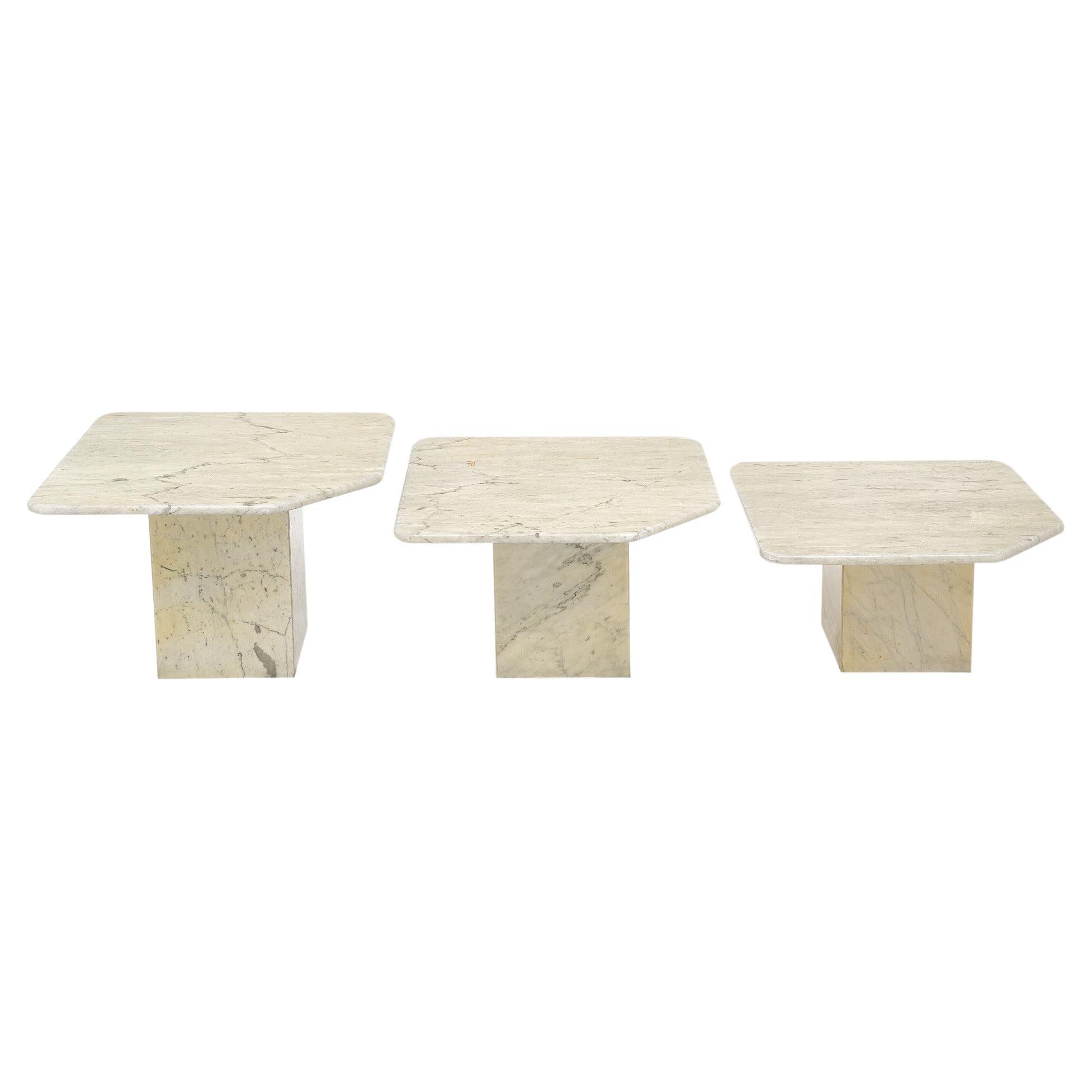 Vintage Carrara Marble Nesting Tables