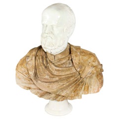 Buste de Socrate en marbre de Carrare vintage, milieu du 20ème siècle