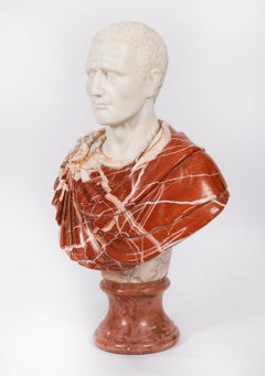 Vintage Carrara Marble Portrait Bust Roman Emperor Otho 20th Century