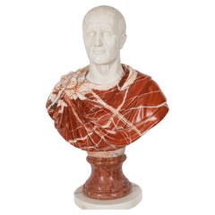 Vintage Carrara Marble Portrait Bust Roman Emperor Otho 20th Century