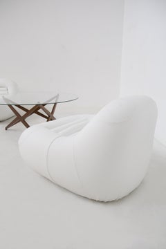 Vintage Carrera Armchairs in White Faux Leather by De Pas, D'urbino and Lomazzi