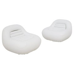 Vintage Carrera Armchairs in White Faux Leather by De Pas, D'urbino and Lomazzi