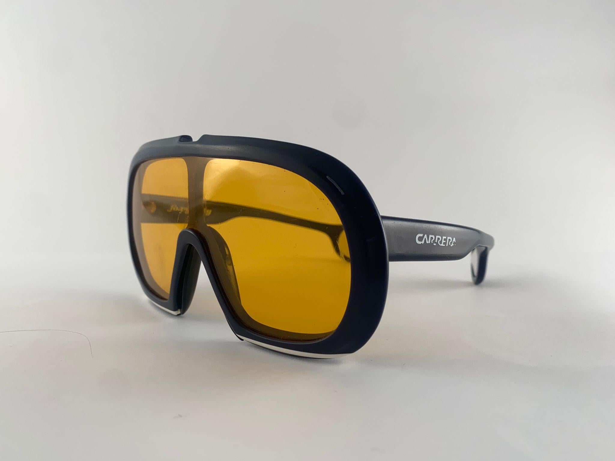 Vintage Carrera Blau Fuchs Lady Sports Gelbe Lens-Sonnenbrille 1970er Jahre Österreich im Angebot 2
