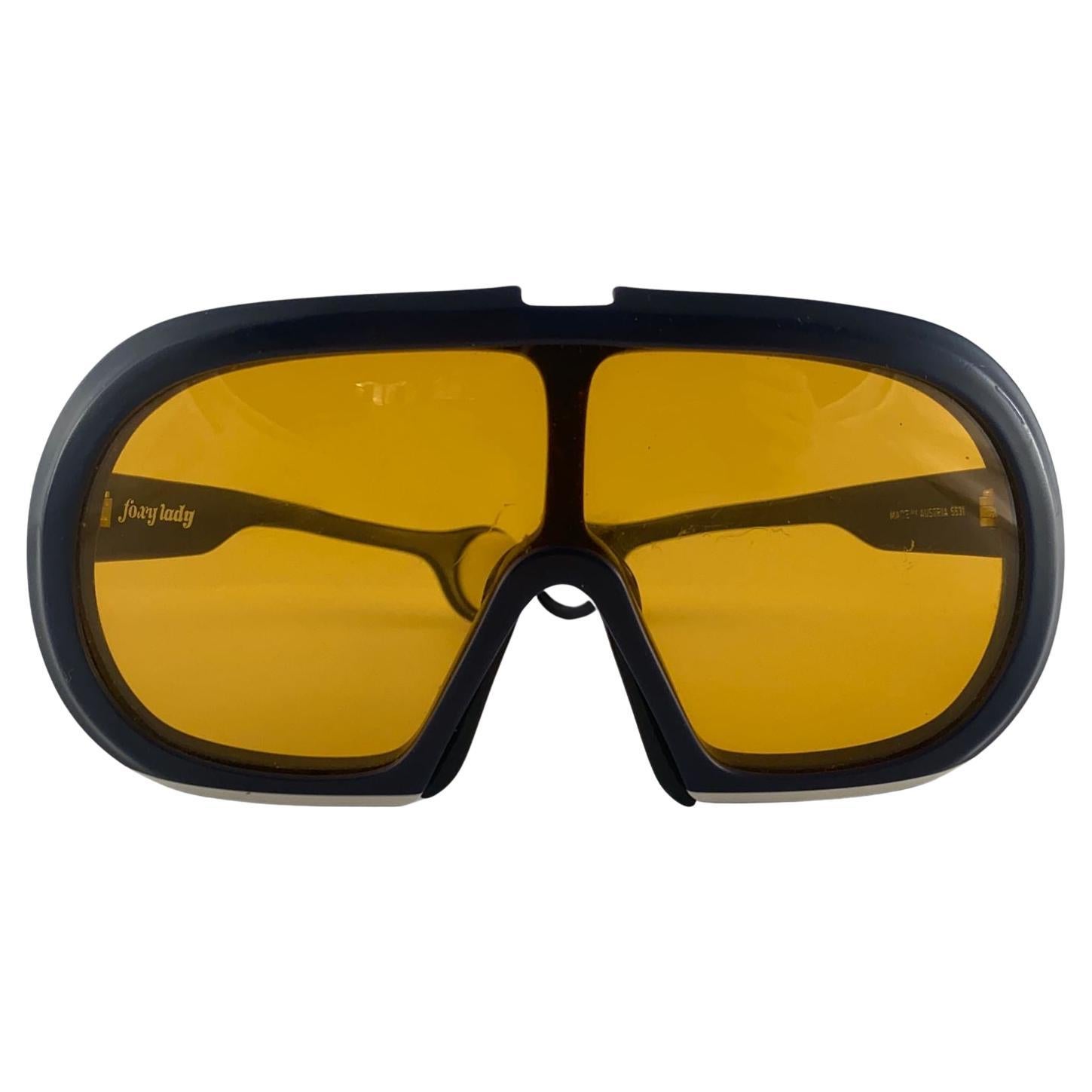 Vintage Carrera Blau Fuchs Lady Sports Gelbe Lens-Sonnenbrille 1970er Jahre Österreich im Angebot