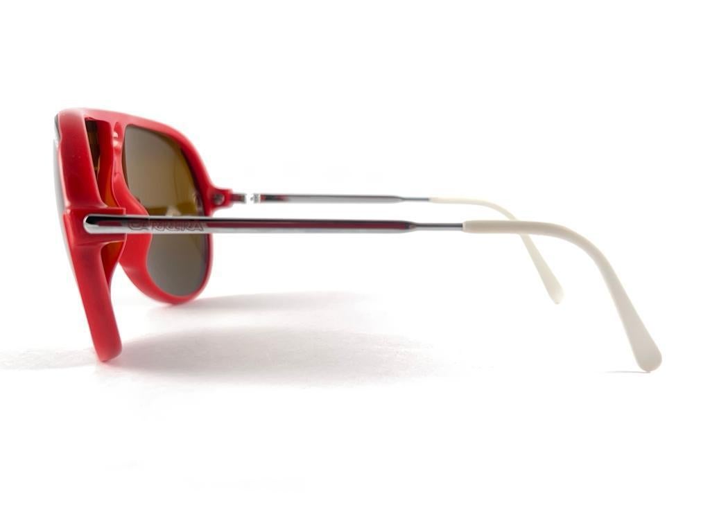 Women's or Men's Vintage Carrera Ski 5593 Aviator Double Mirrored Lenses Sunglasses 80'S Austria For Sale